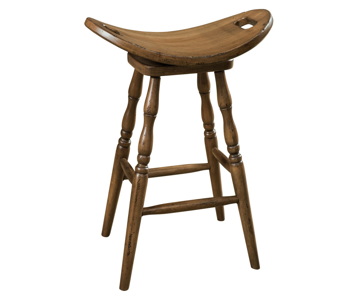 Amish Saddle Swivel Bar Chair
