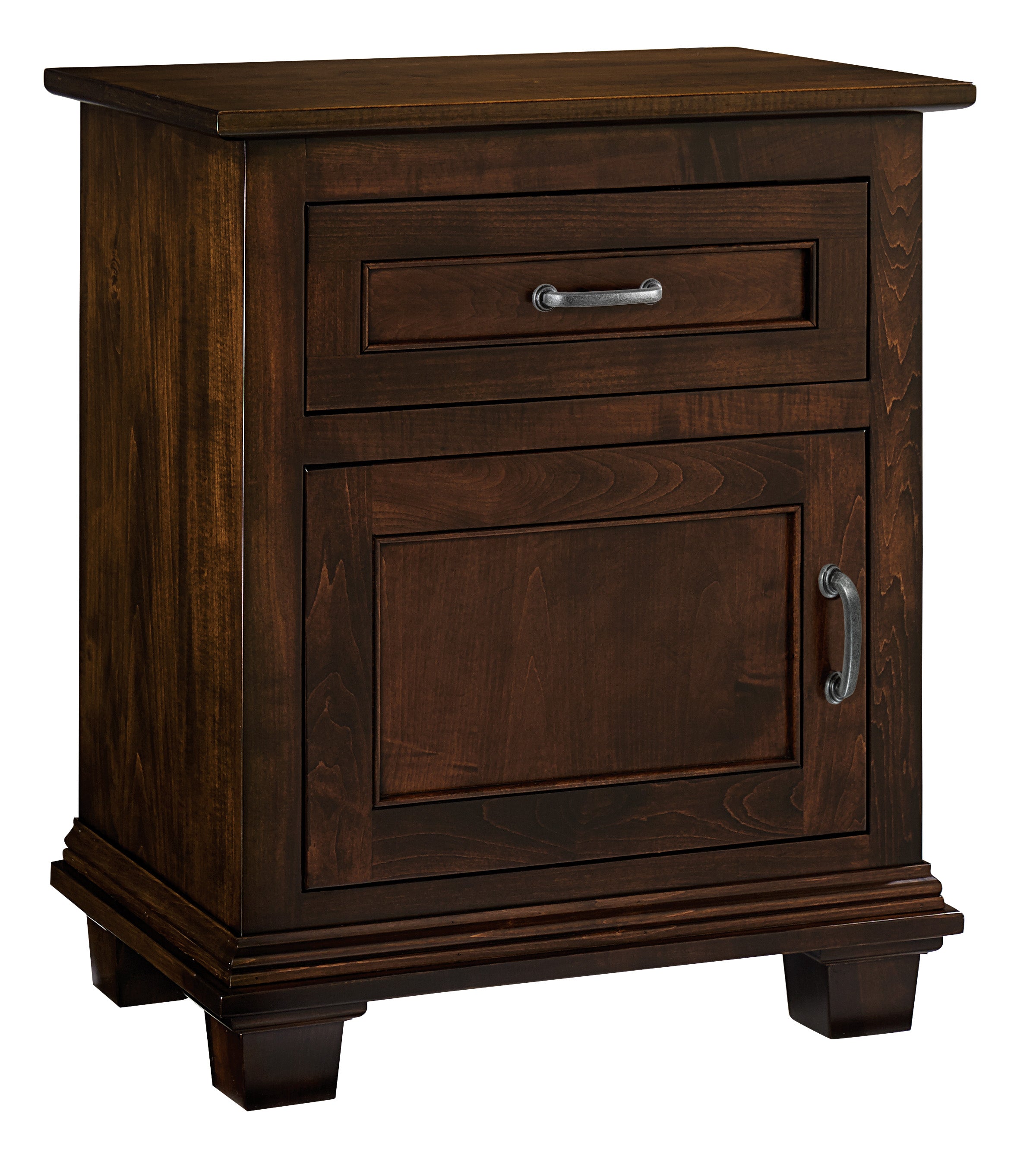 Amish francine nightstand in brown maple with rich tobacco stain