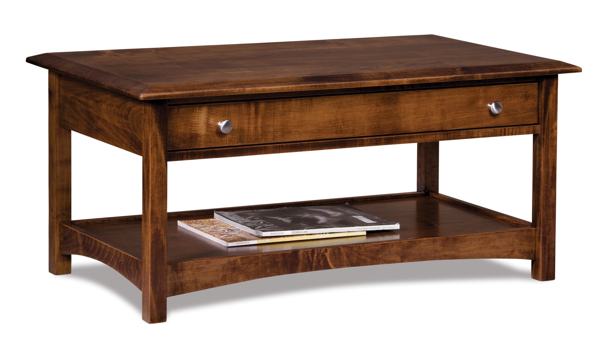 Amish Finland Open Coffee Table with Drawer-Coffee Table-The Amish House