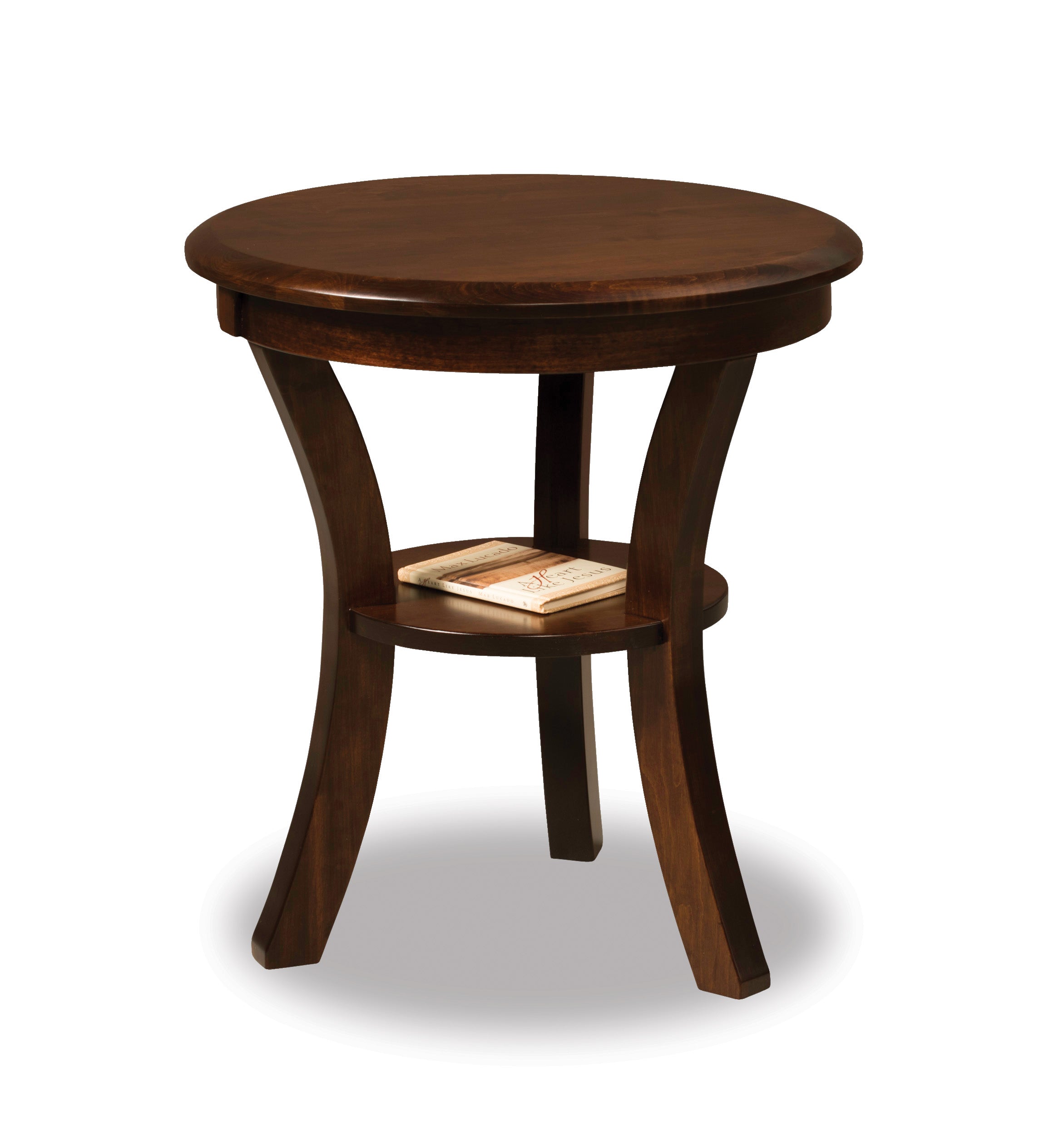 Amish Sierra 22" Round End Table with Shelf