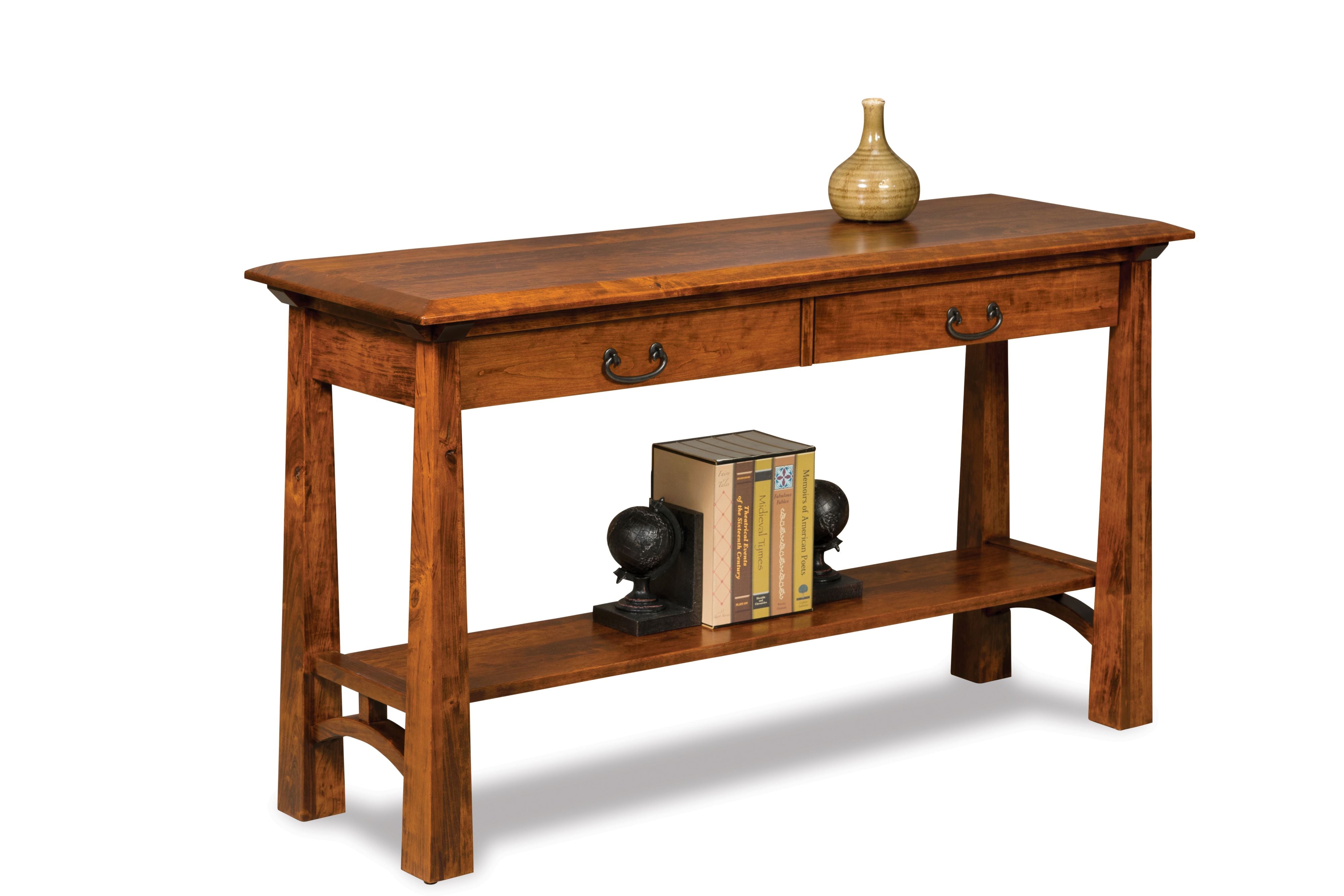 Amish Artesa Open Sofa Table with Drawer and Shelf