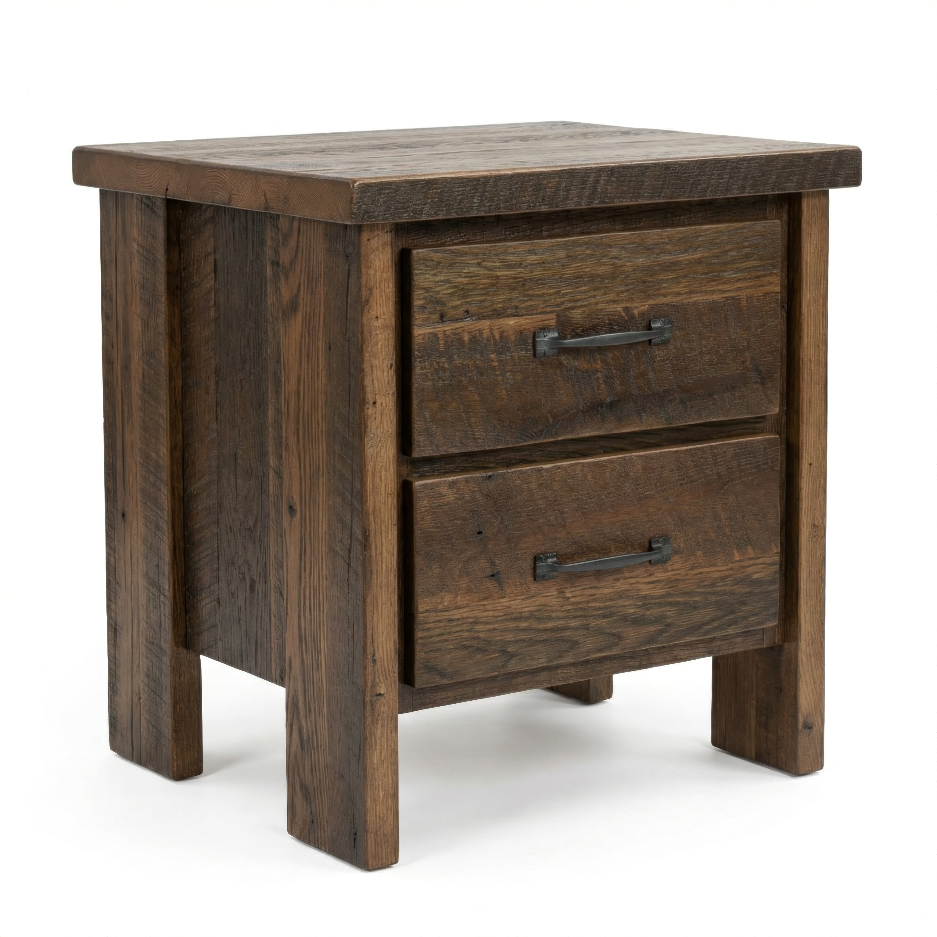 Fulton two drawer nightstand in barnwood