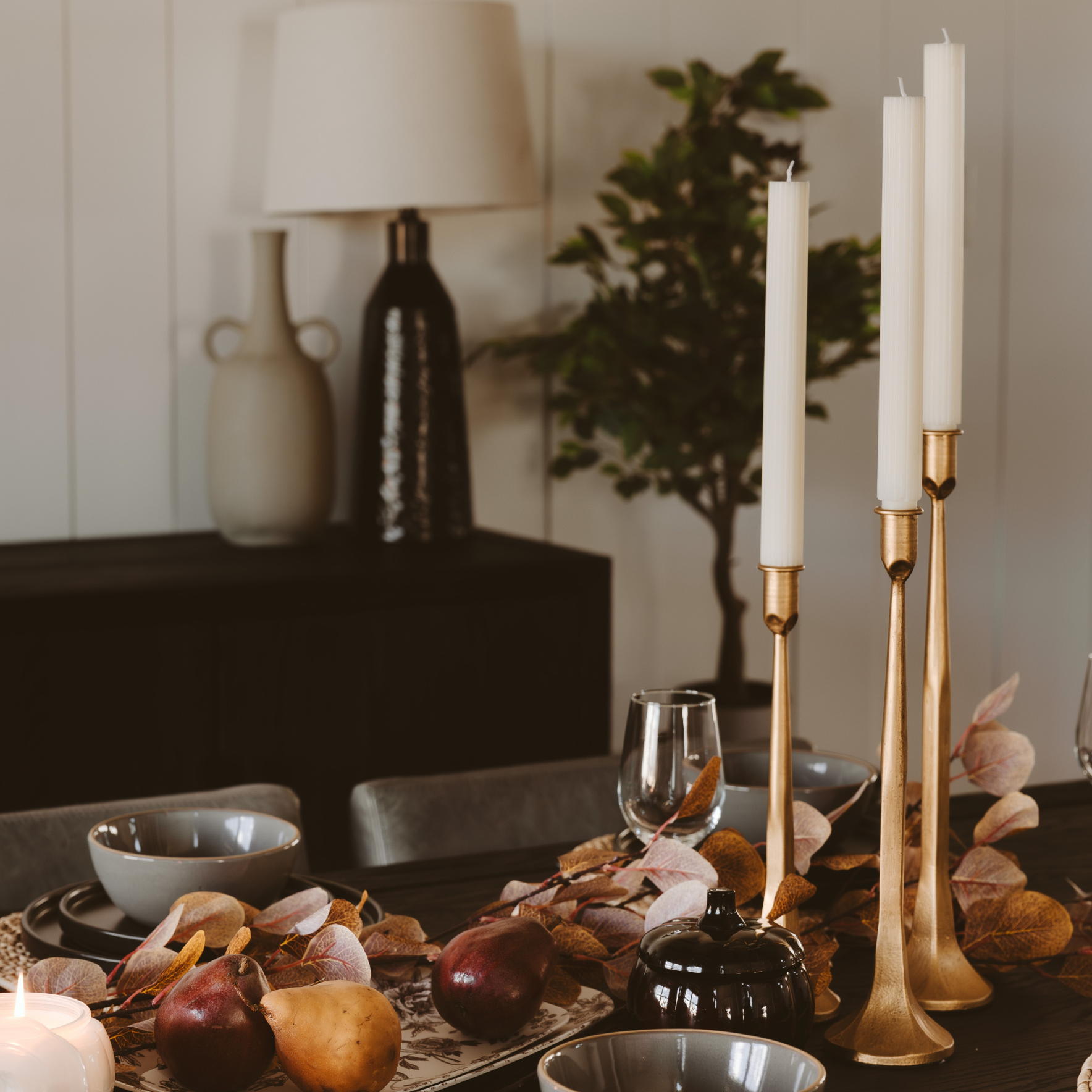 Gold Cast Iron Taper Candle Holders, Set of 3 - Thumbnail 2