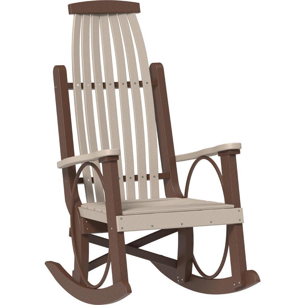 american made amish poly wood grandpas rocker weatherwood and chestnut brown