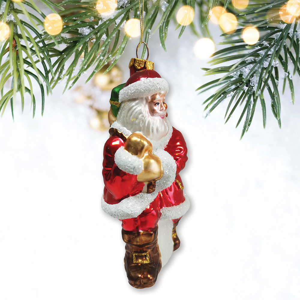 Holly Jolly Santa with Gifts Ornament