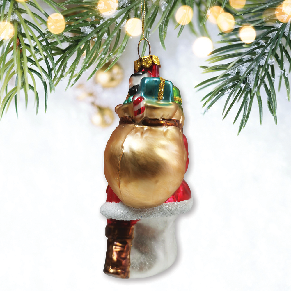 Holly Jolly Santa with Gifts Ornament