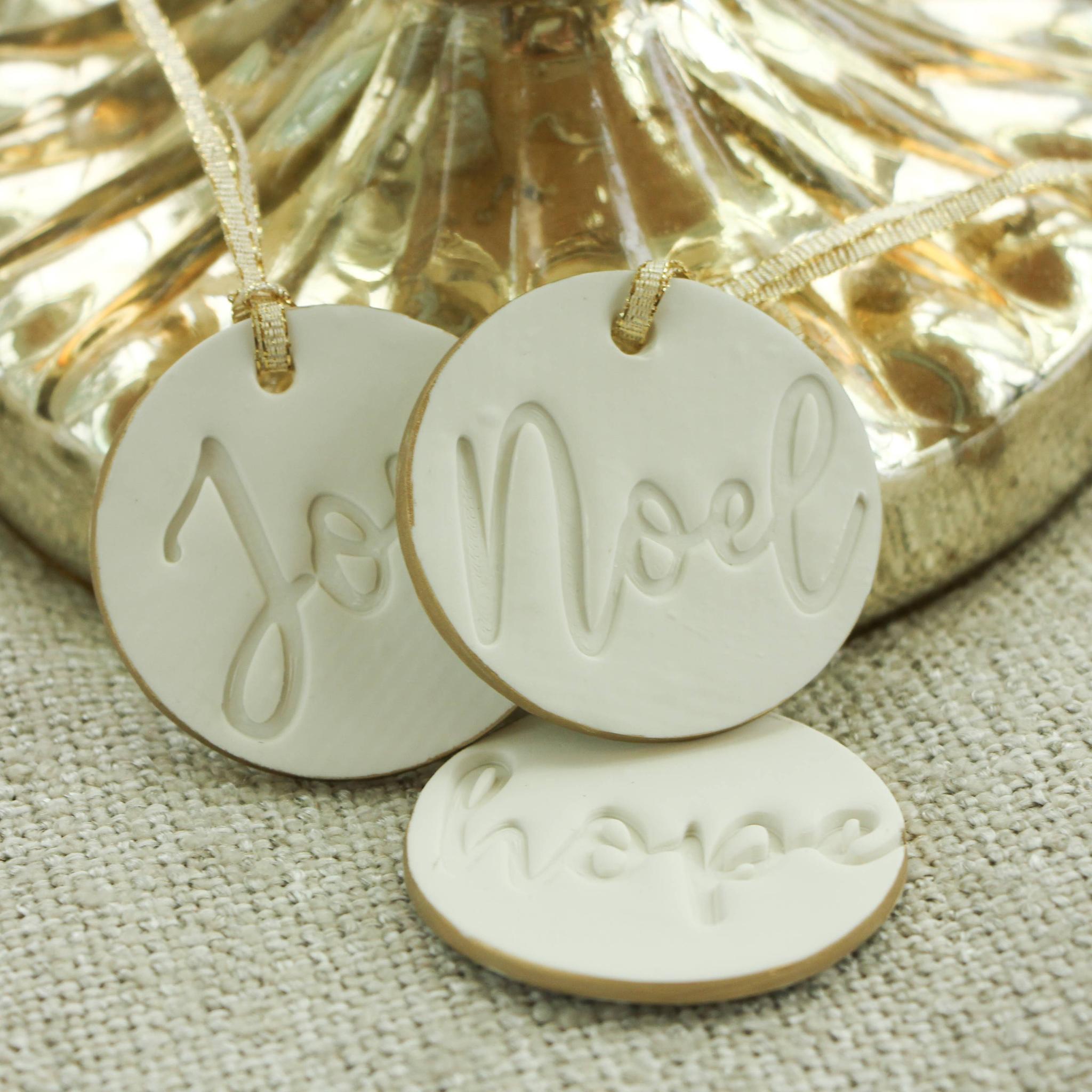 Hope, Joy, and Noel Ornaments