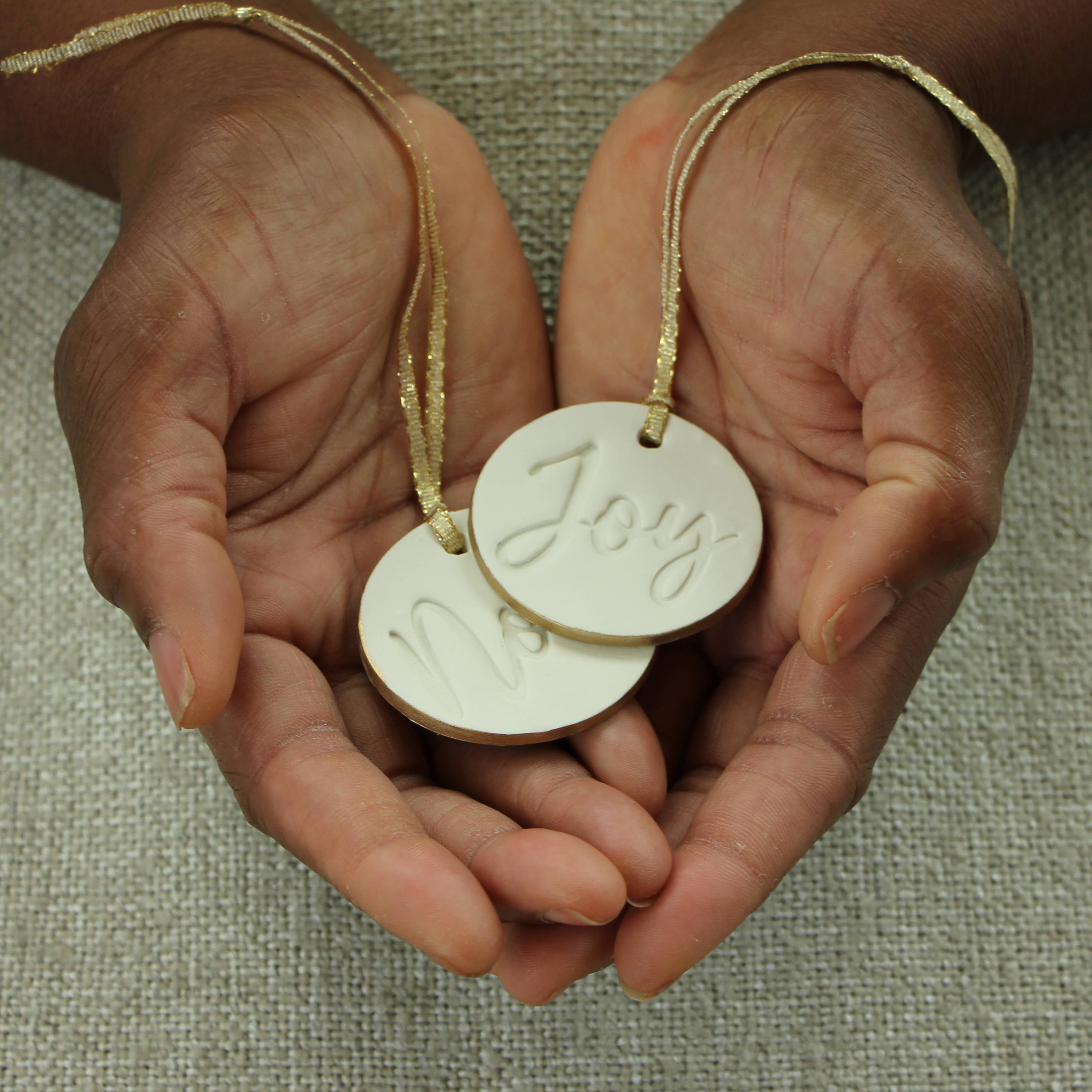 Hope, Joy, and Noel Ornaments