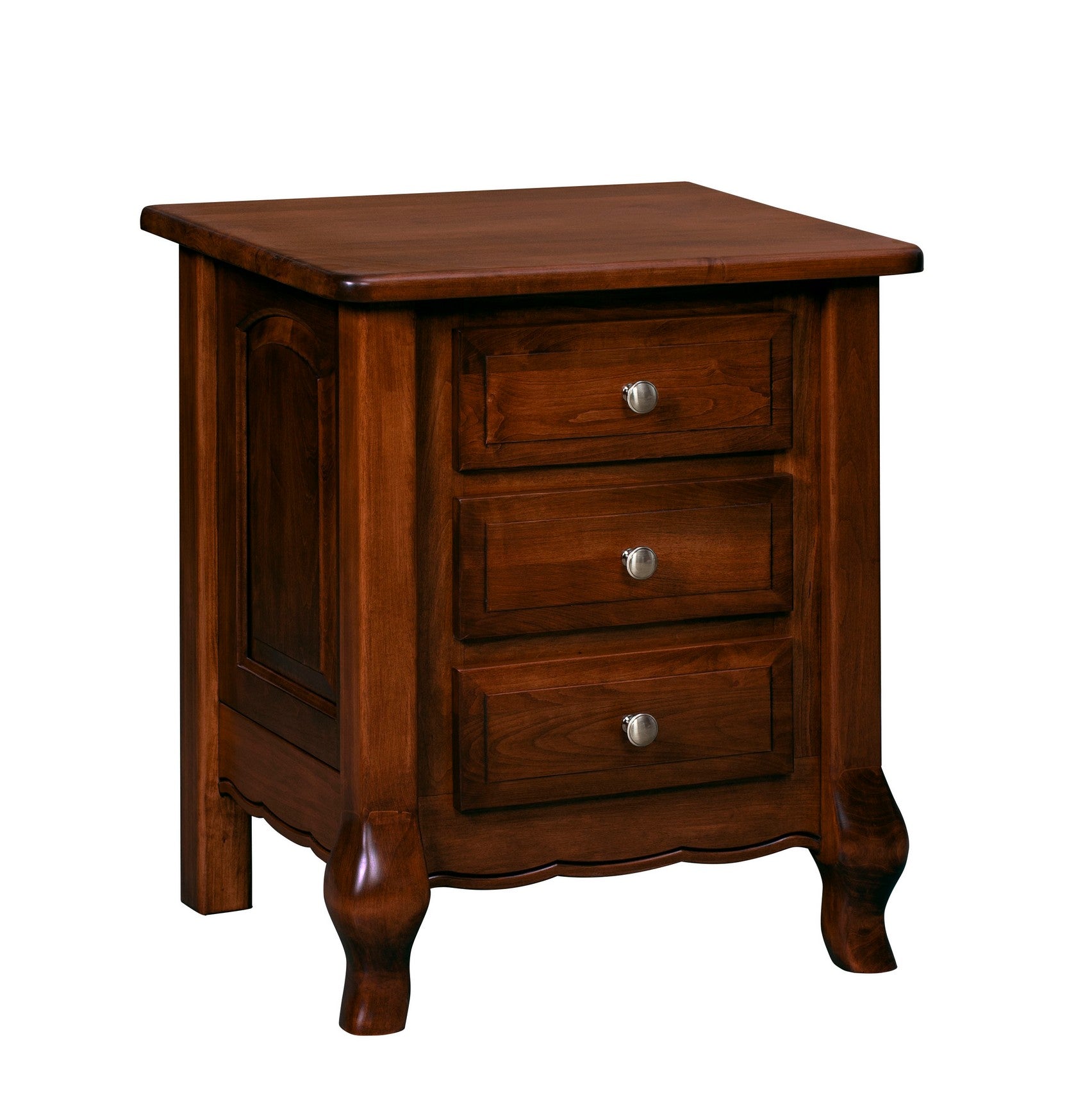 Amish French Country Three Drawer Nightstand