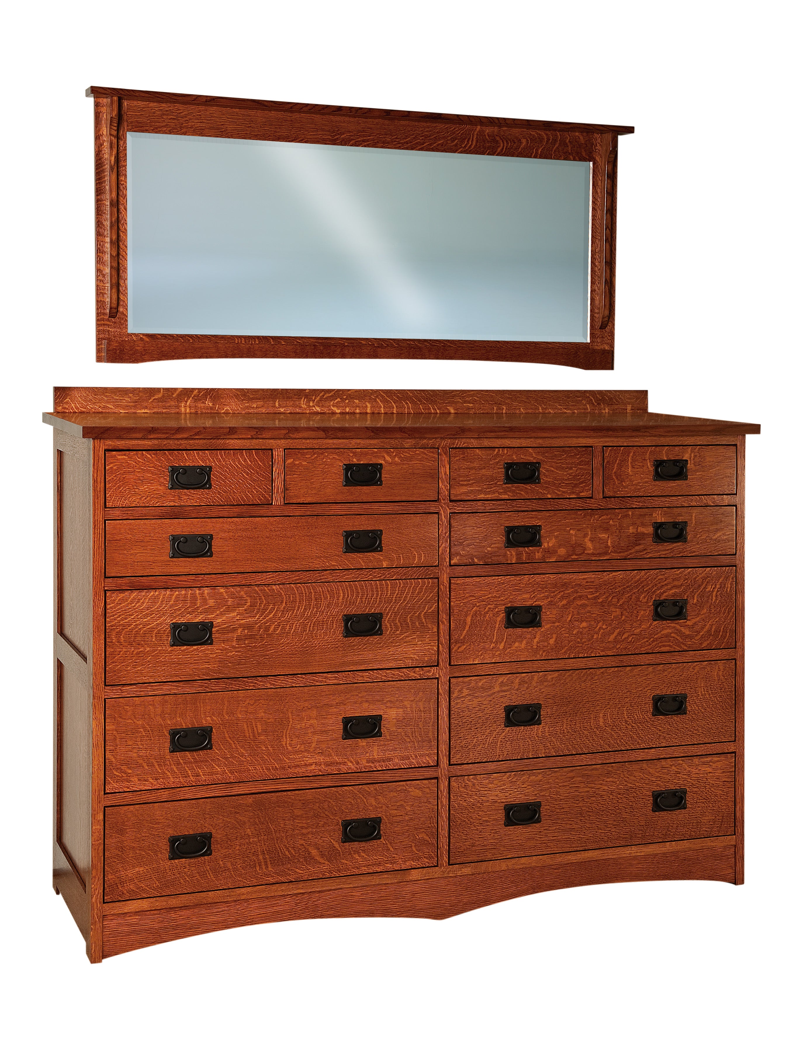 the amish jacobson twelve drawer dresser in quartersawn white oak in michaels cherry stain