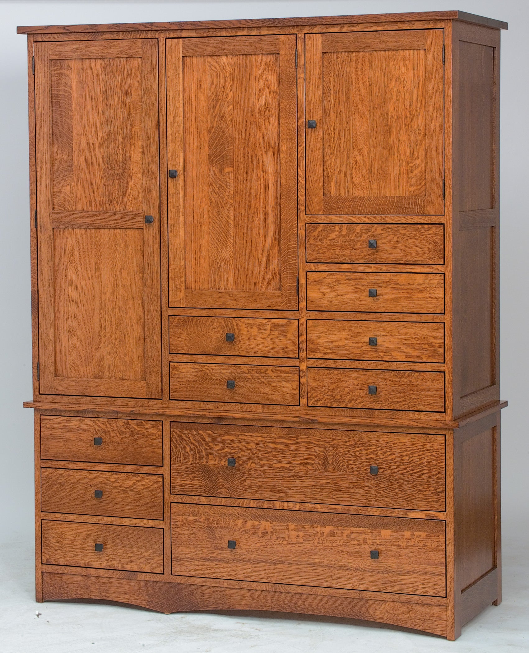 jacobson storage unit shown in quartersawn white oak in a michaels cherry stain