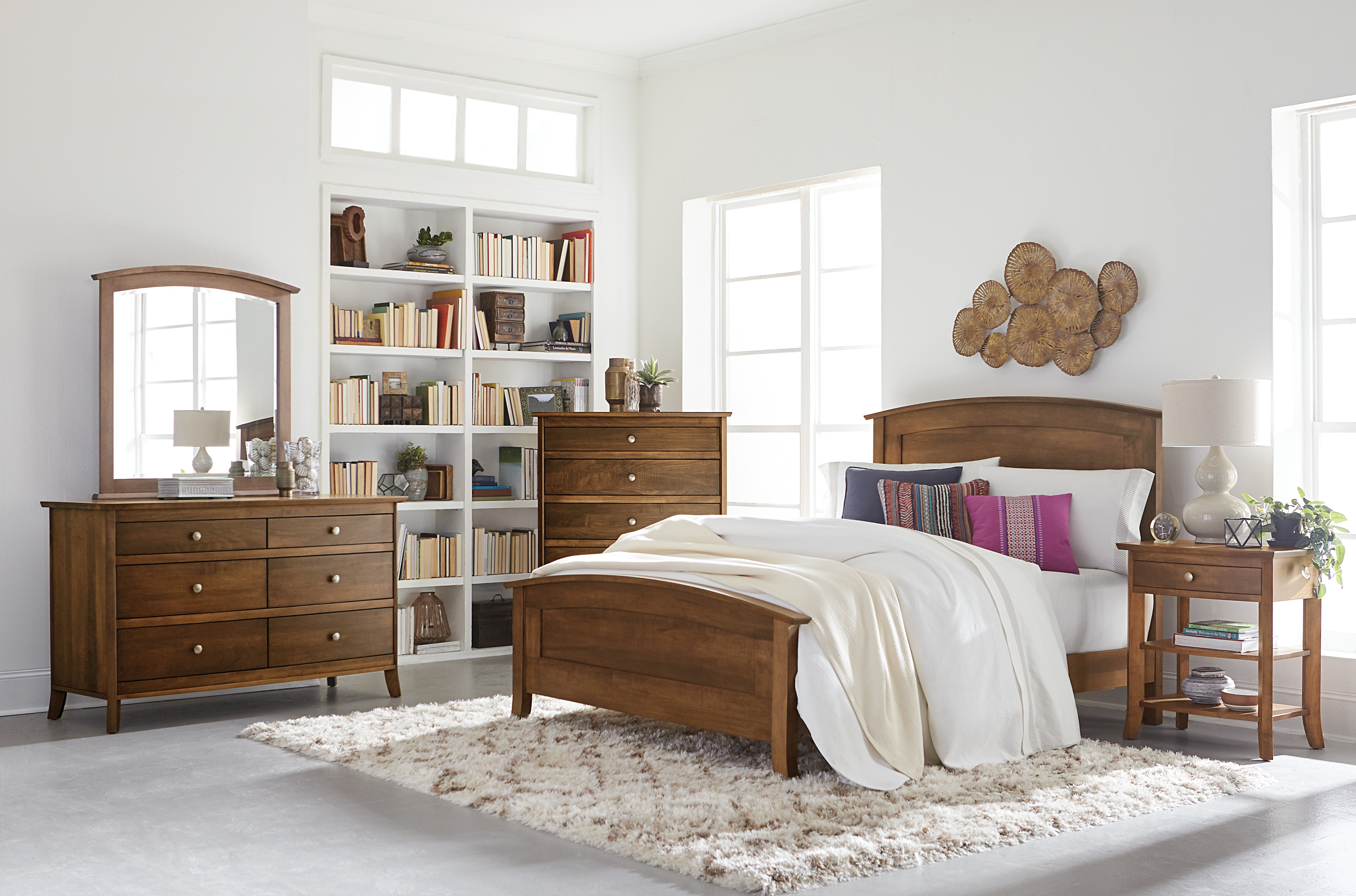 the amish laurel bed set shown in brown maple with a chocolate spice stain