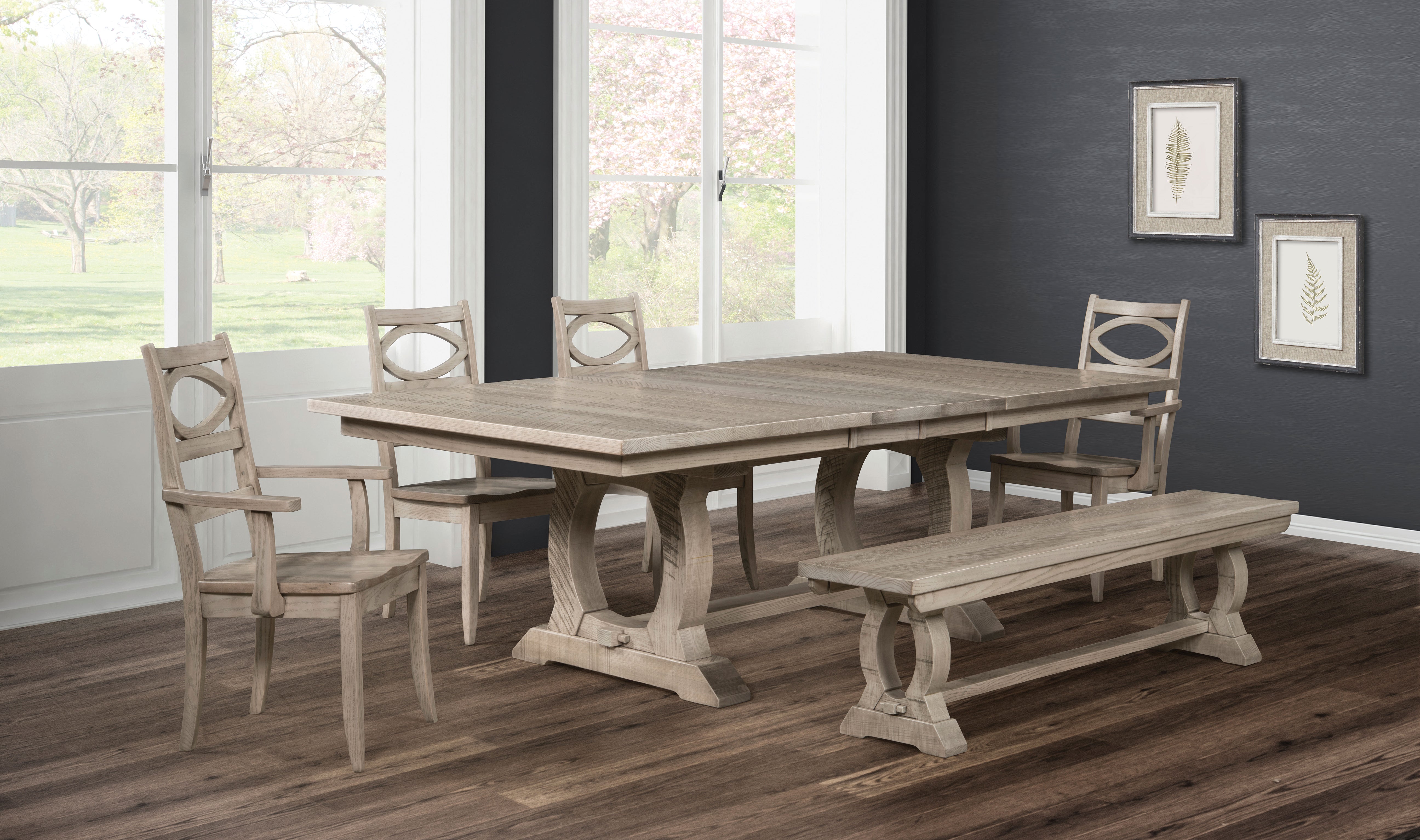 Amish Sawmarks Lincoln Park Double Pedestal Table
