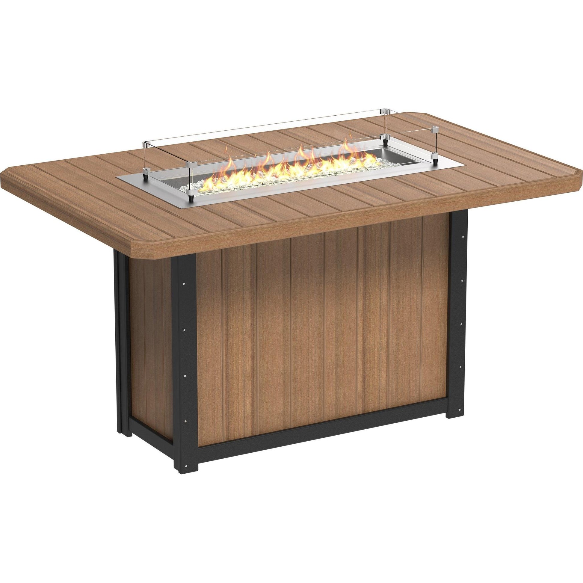 Lumin Fire Table 79-BH Rectangular in Antique Mahogany & Black