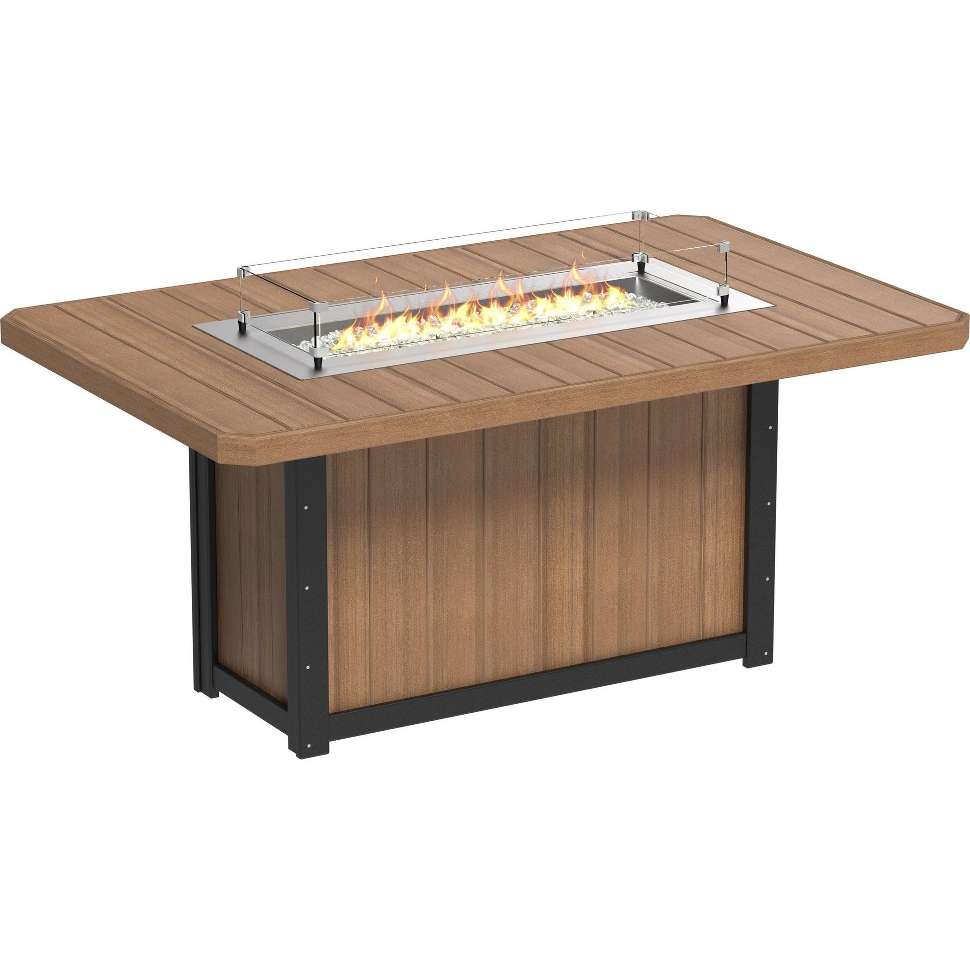 Lumin Fire Table 79-CH Rectangular in Antique Mahogany & Black