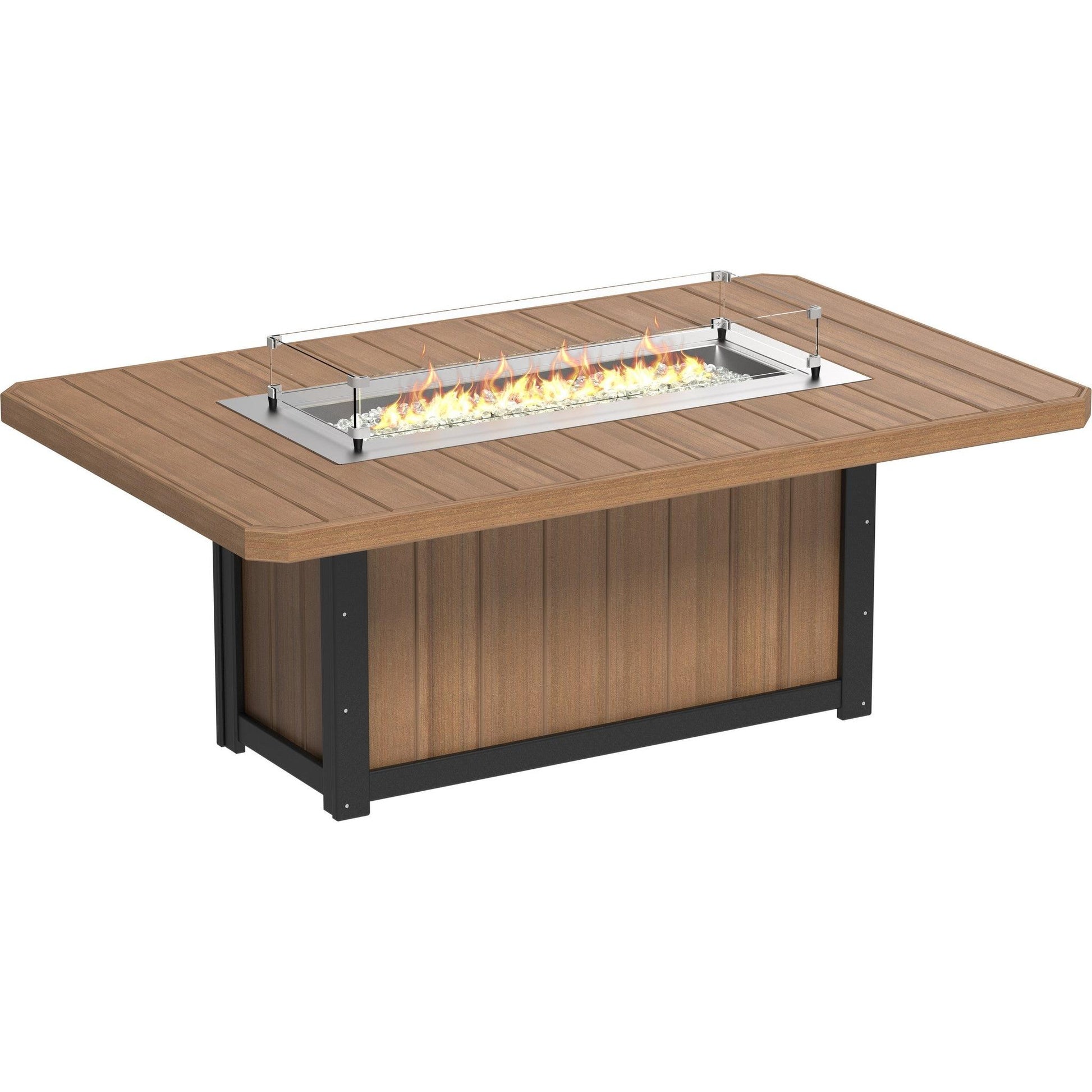 Lumin Fire Table 79-DH Rectangular in Antique Mahogany & Black