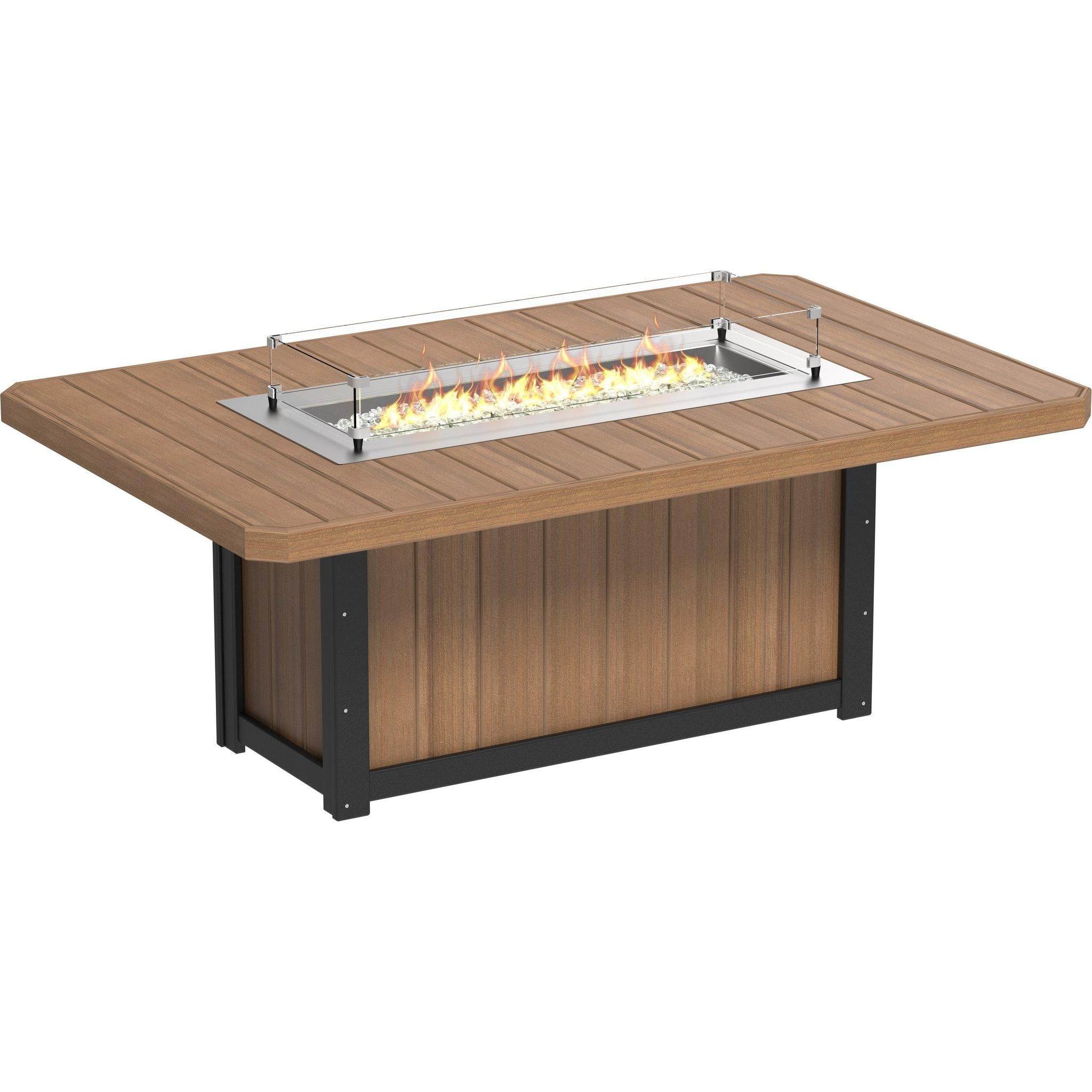 Lumin Fire Table 79-DH Rectangular in Antique Mahogany & Black