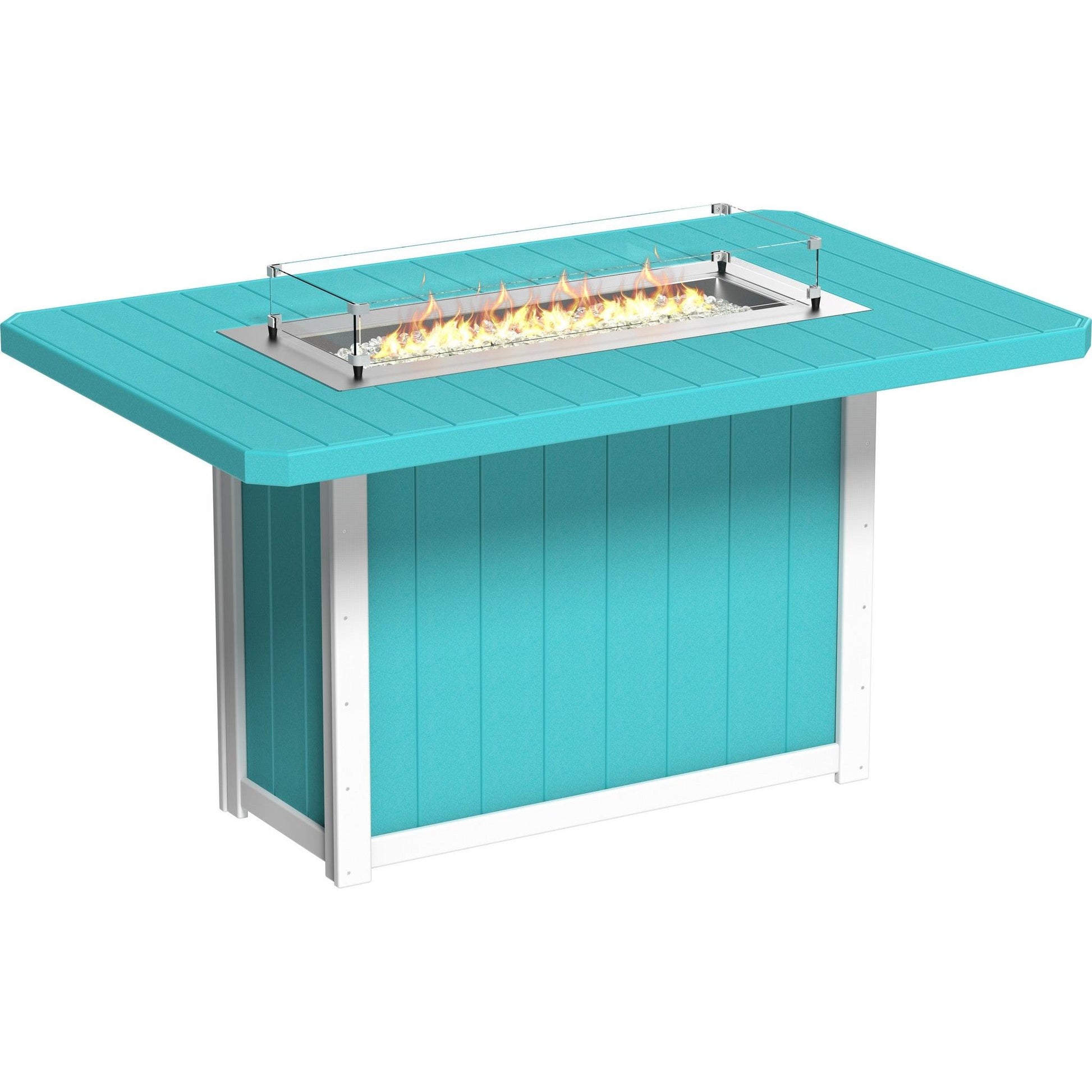 Lumin Fire Table 79-BH Rectangular in Aruba Blue & White