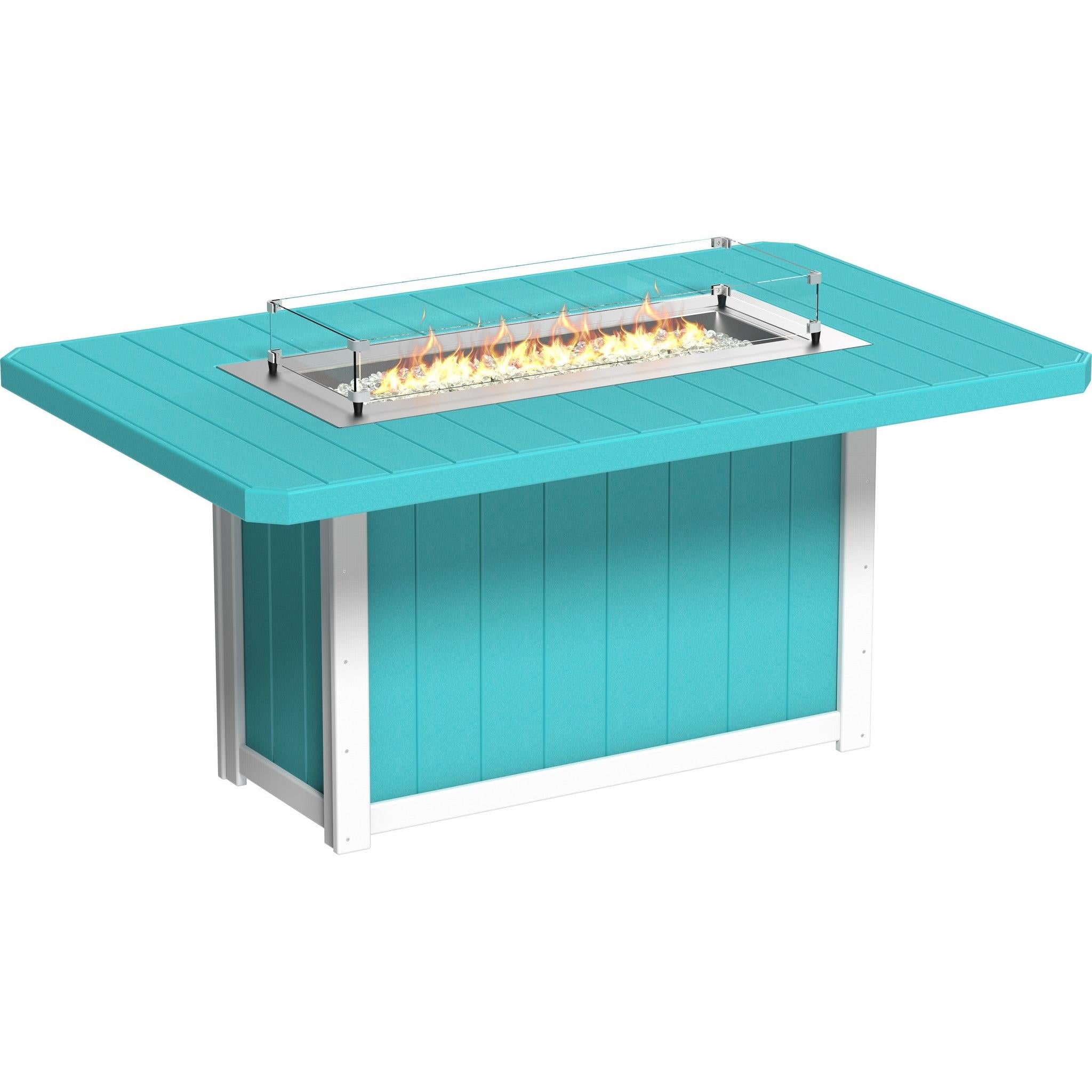 Lumin Fire Table 79-CH Rectangular in Aruba Blue & White