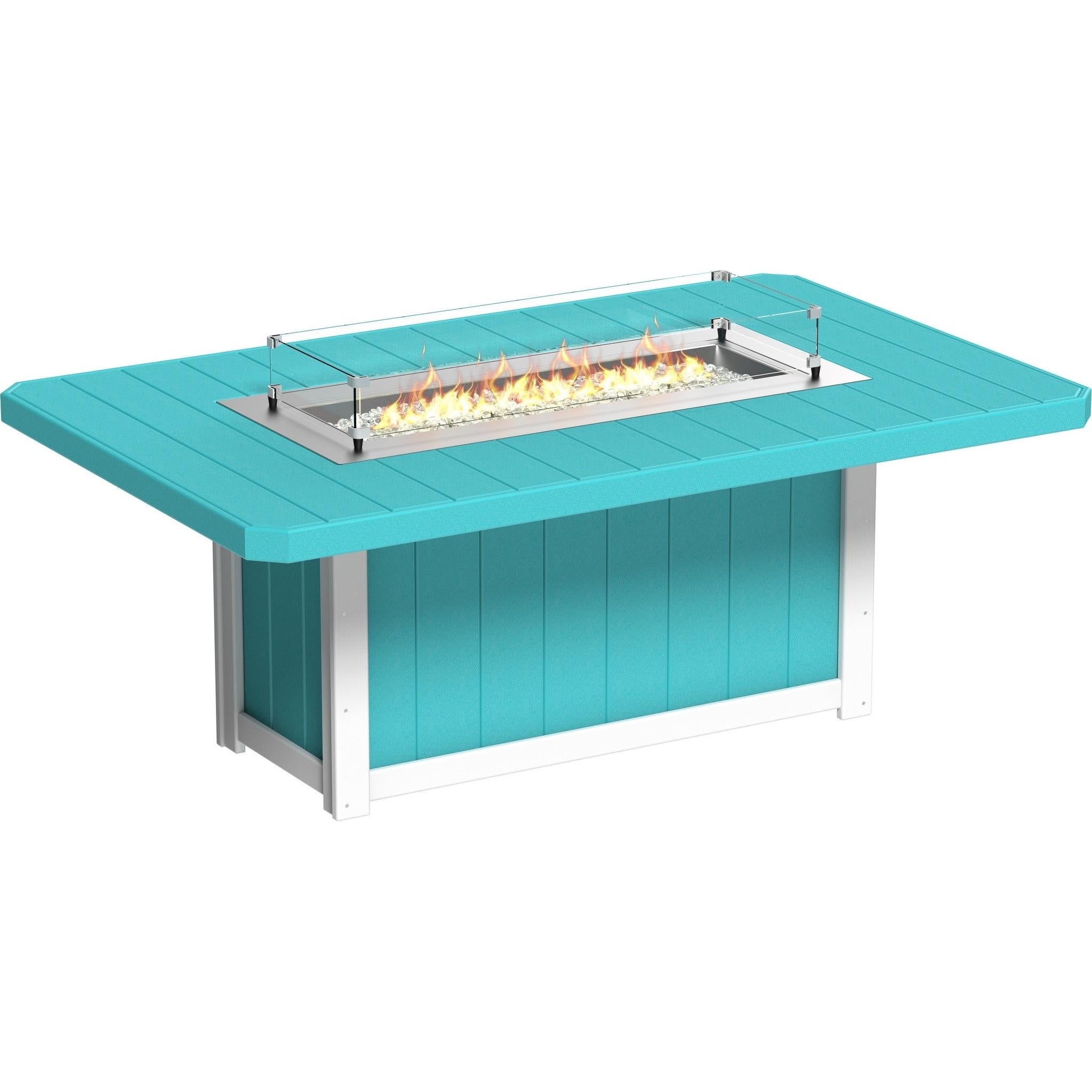 Lumin Fire Table 79-DH Rectangular in Aruba Blue & White