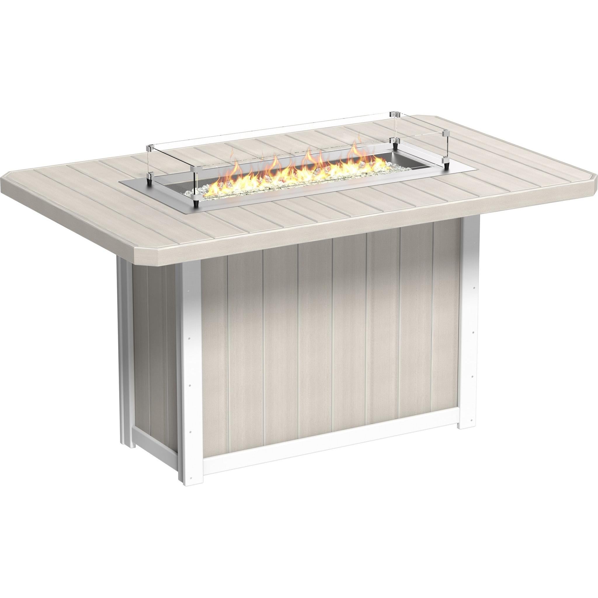 Lumin Fire Table 79-BH Rectangular in Birch & White