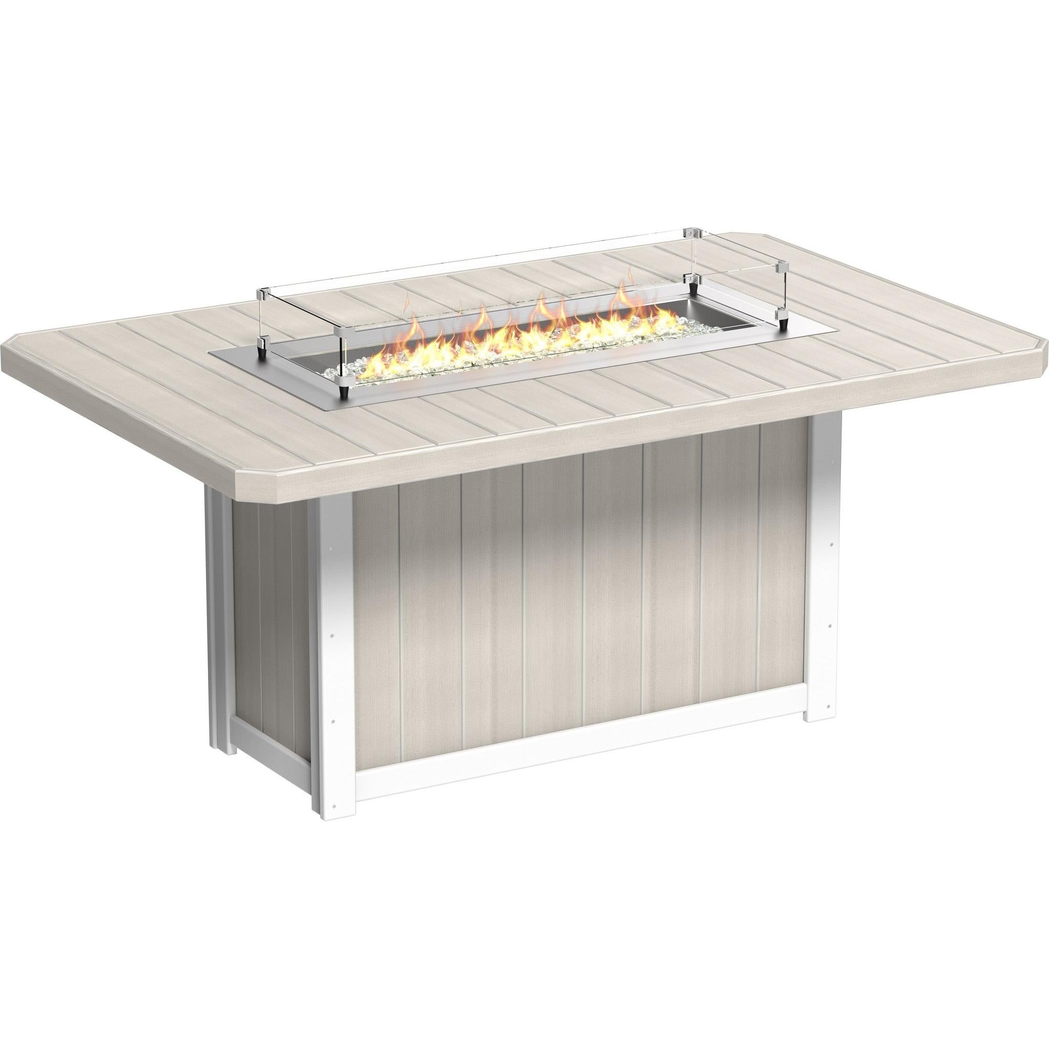 Lumin Fire Table 79-CH Rectangular in Birch & White