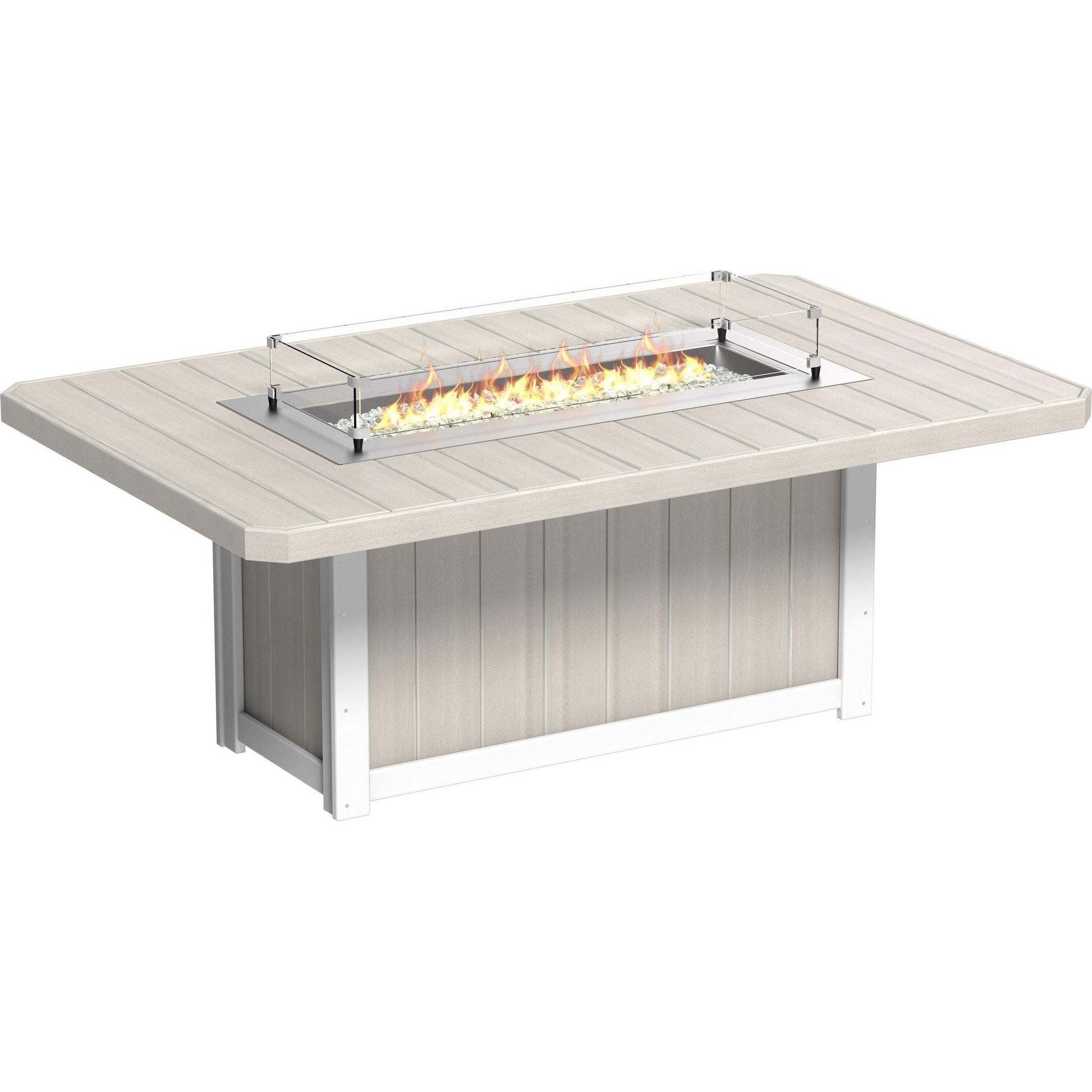 Lumin Fire Table 79-DH Rectangular in Birch & White