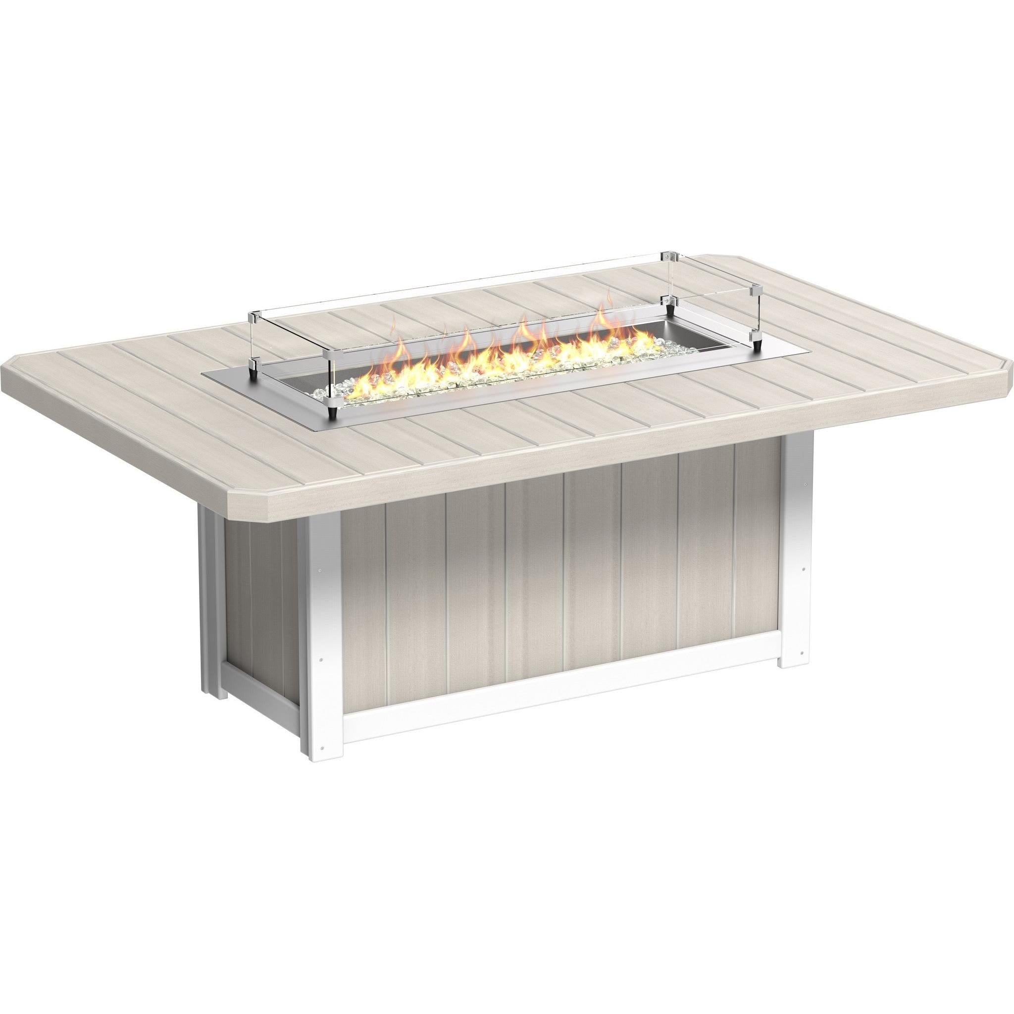 Lumin Fire Table 79-DH Rectangular in Birch & White