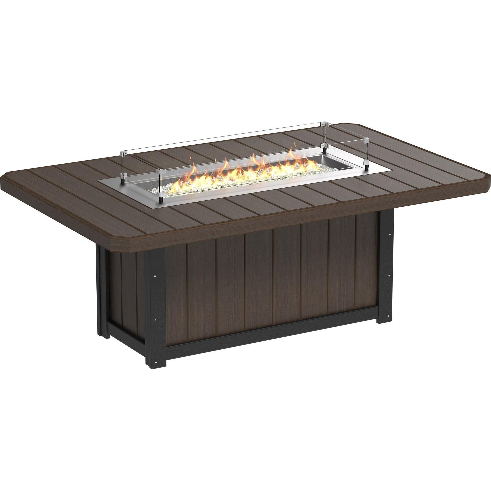 Lumin Fire Table 79-DH Rectangular in Brazilian Walnut & Black