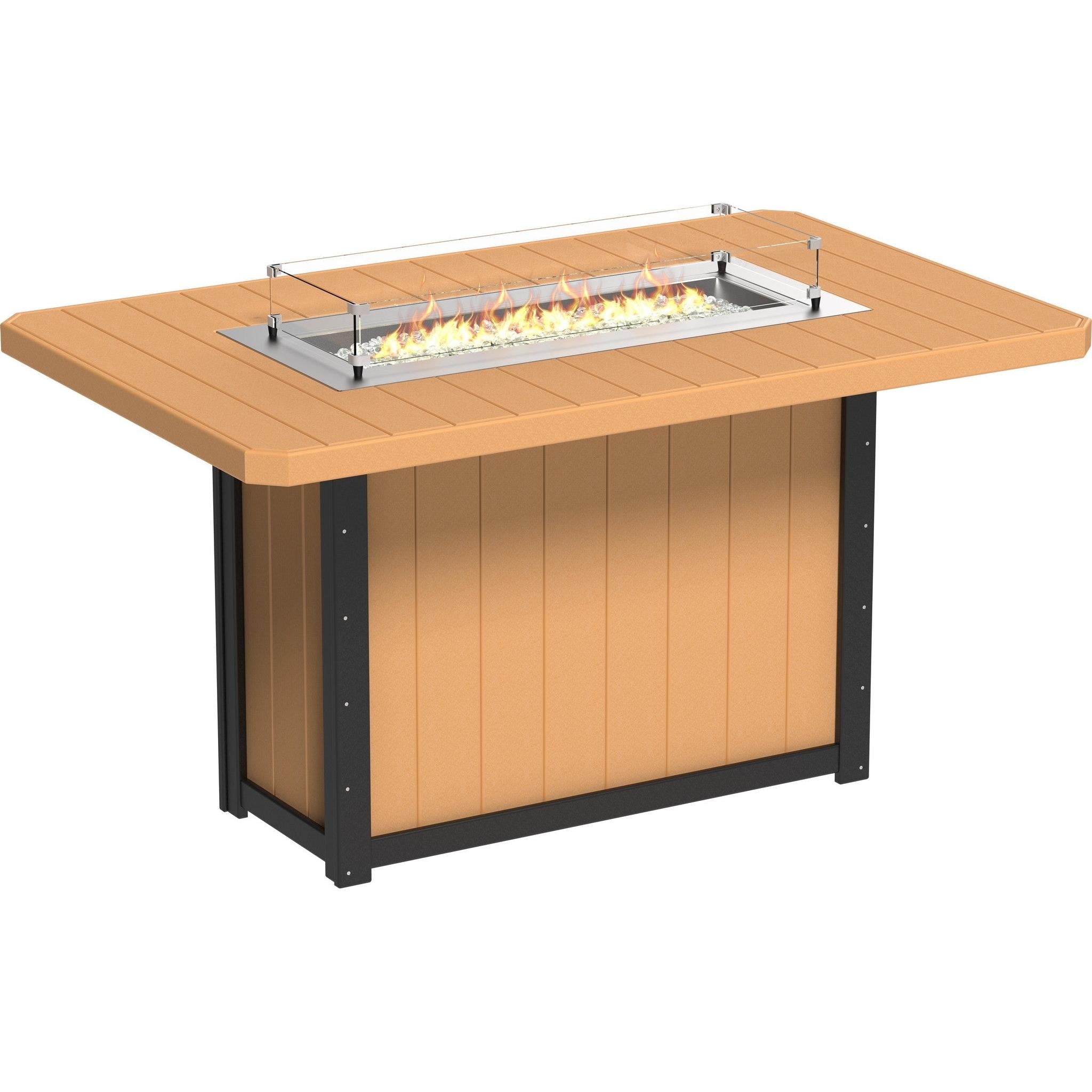 Lumin Fire Table 79-BH Rectangular in Cedar & Black