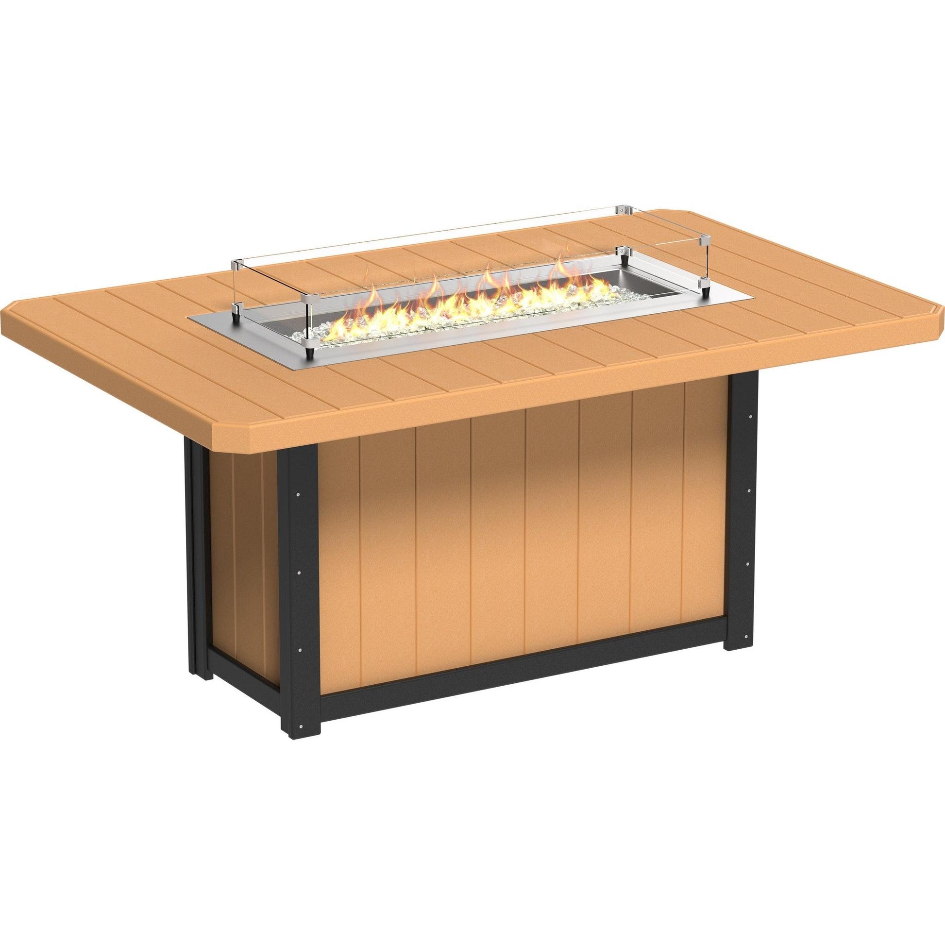 Lumin Fire Table 79-CH Rectangular in Cedar &Black