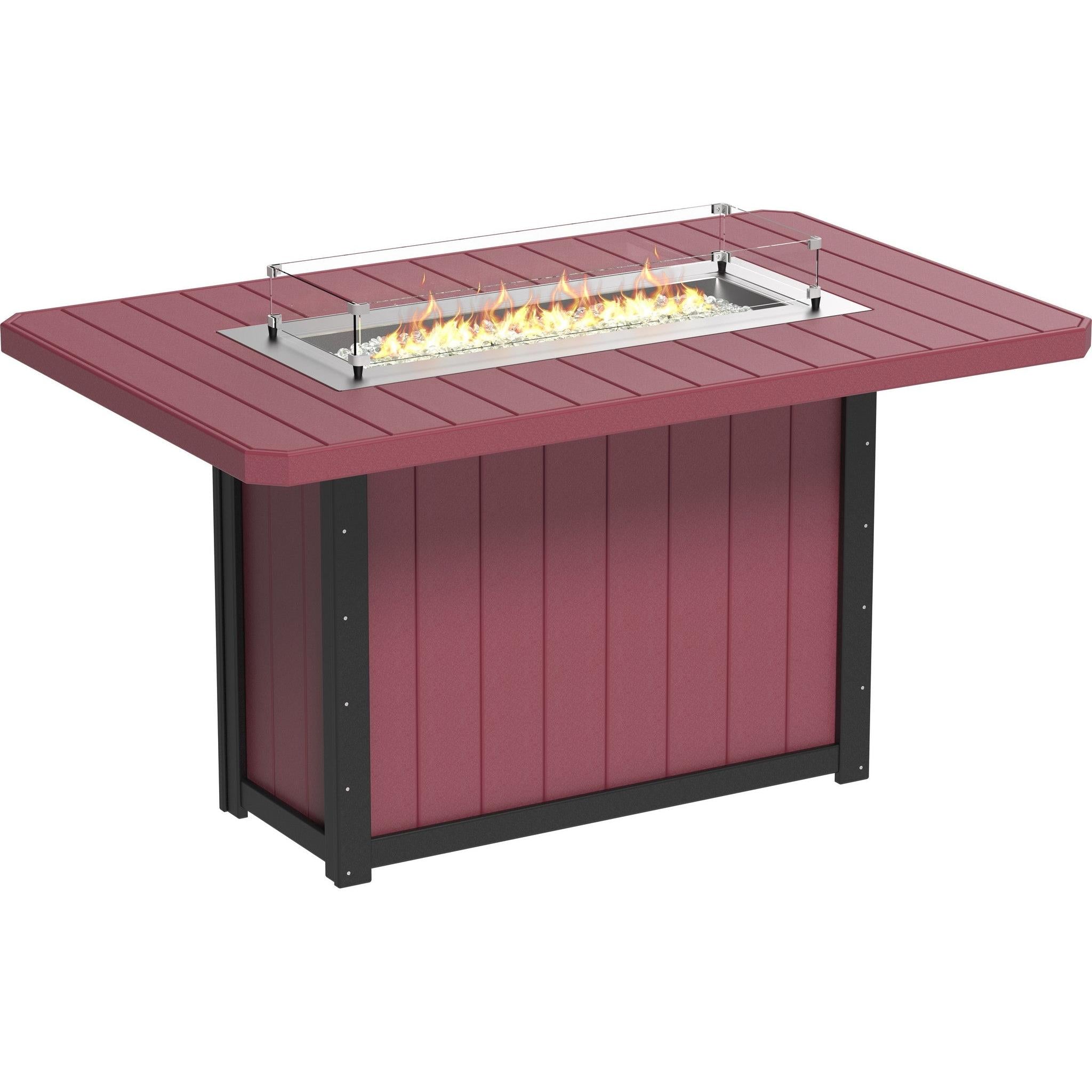 Lumin Fire Table 79-BH Rectangular in Cherrywood & Black