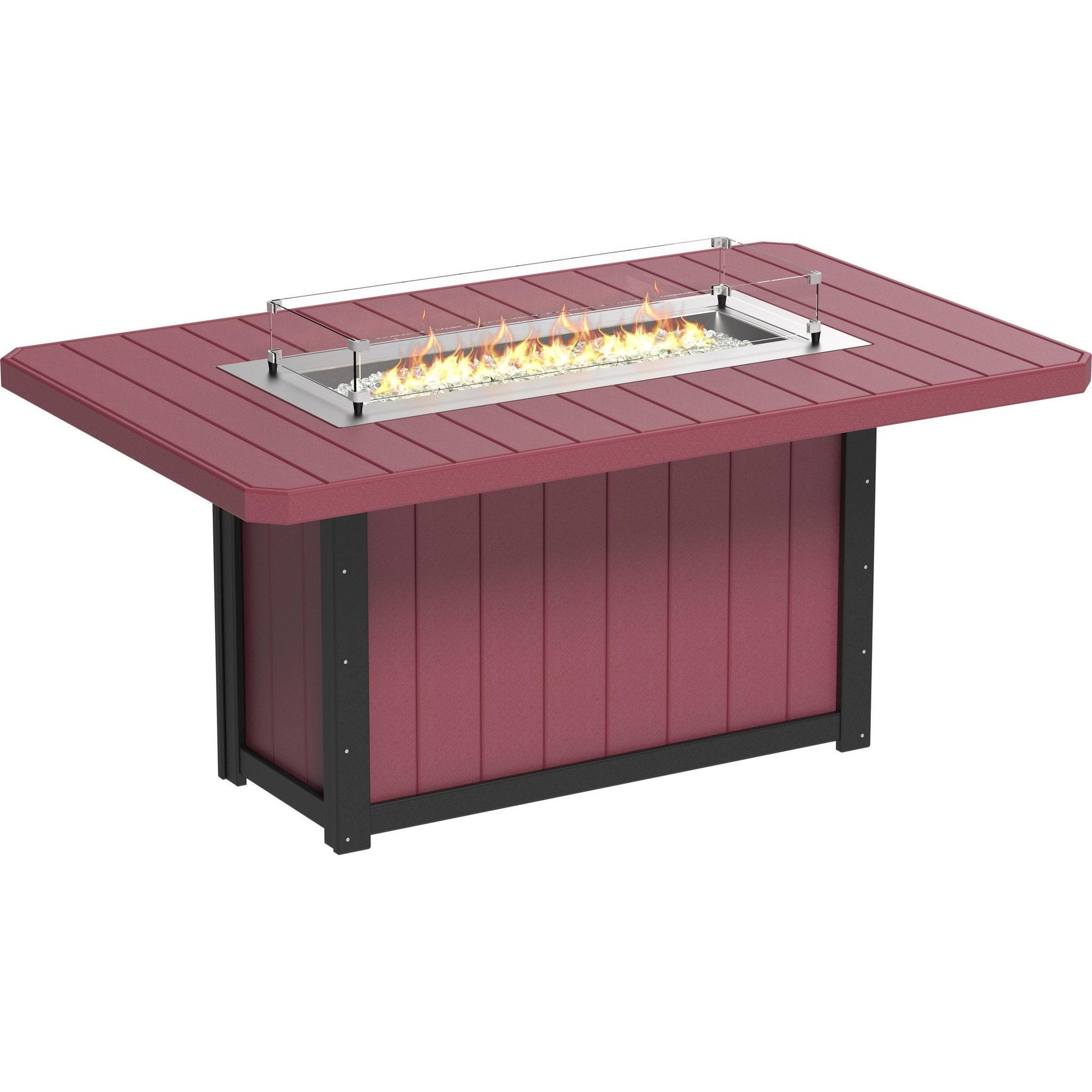 Lumin Fire Table 79-CH Rectangular in Cherrywood & Black