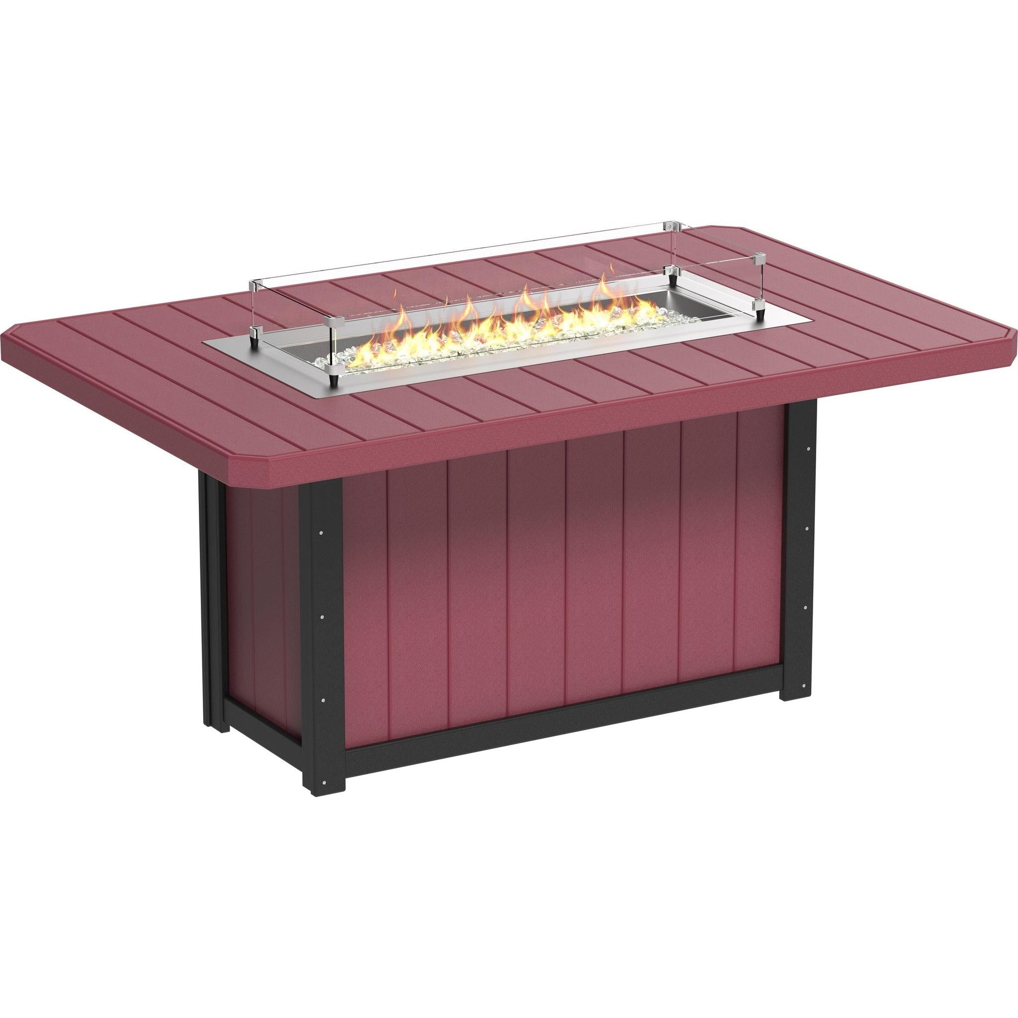 Lumin Fire Table 79-CH Rectangular in Cherrywood & Black