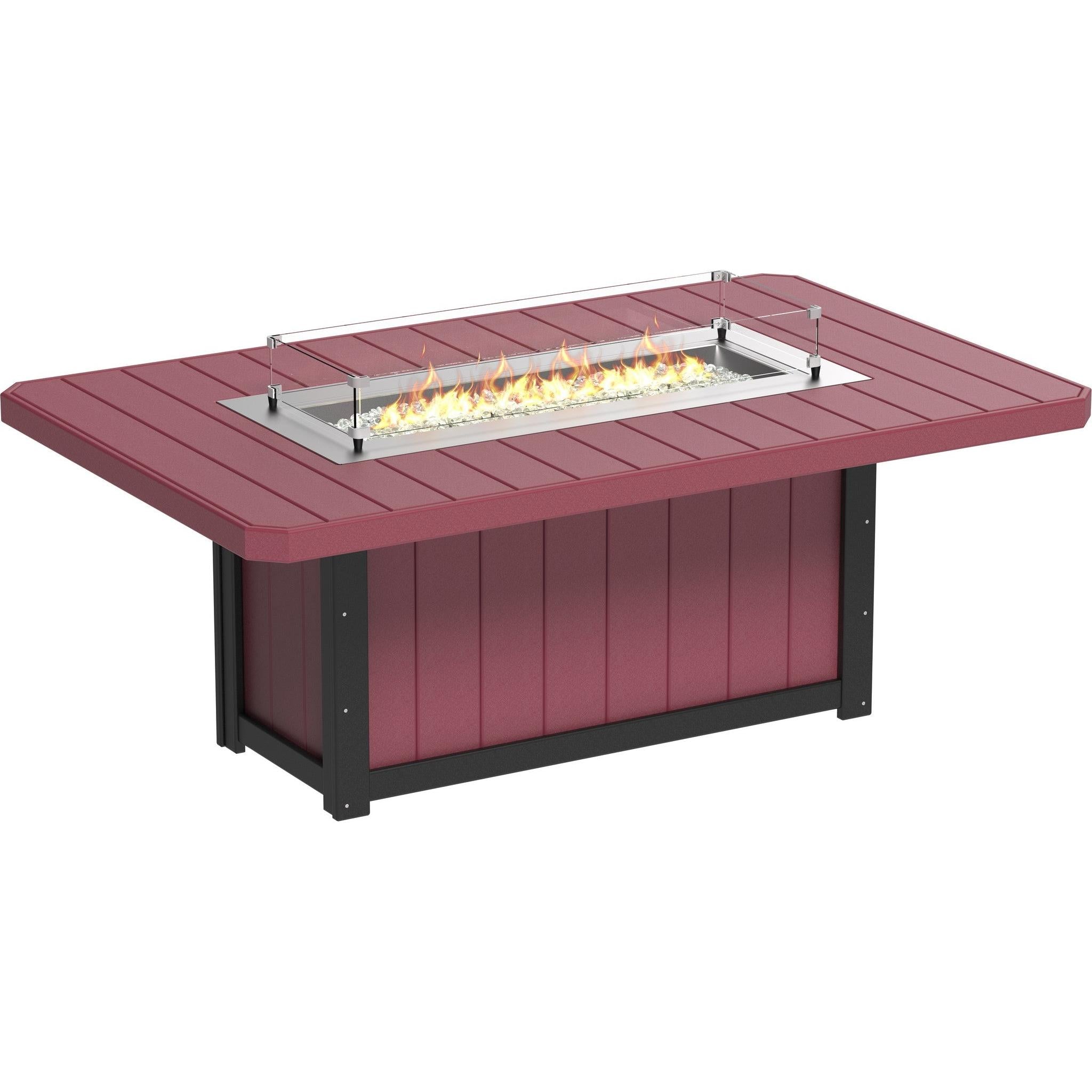 Lumin Fire Table 79-DH Rectangular in Cherrywood & Black