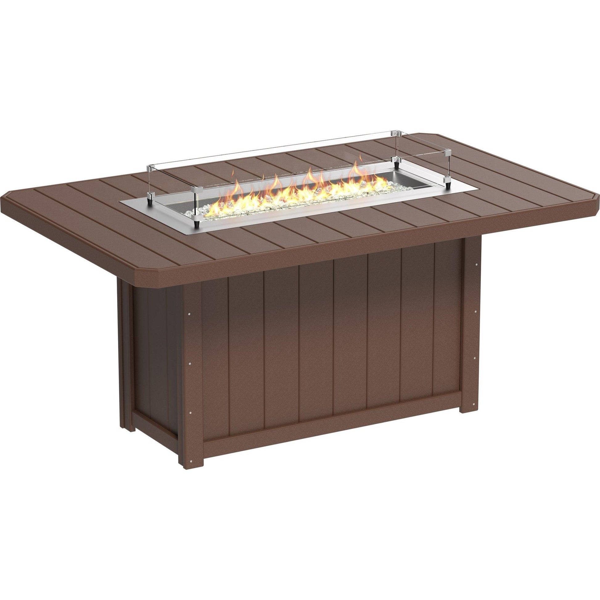 Lumin Fire Table 79-CH Rectangular in Chestnut Brown