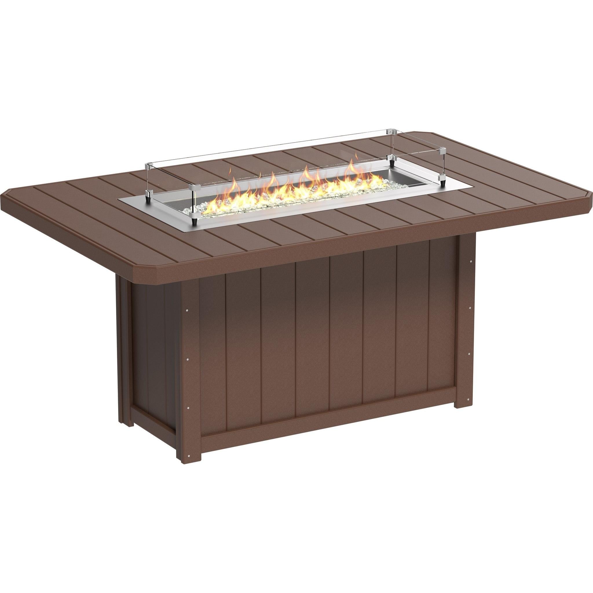 Lumin Fire Table 79-CH Rectangular in Chestnut Brown