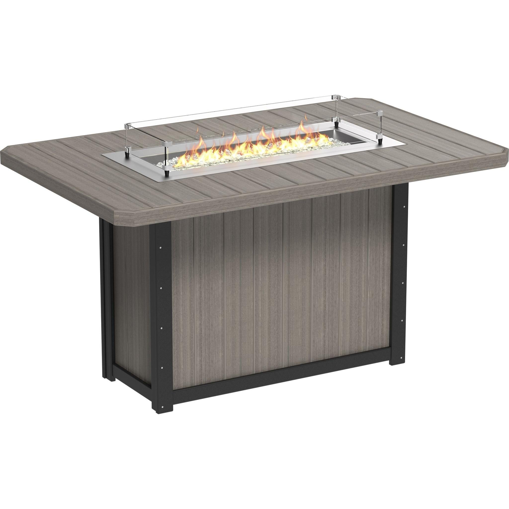 Lumin Fire Table 79-BH Rectangular in Coastal Gray & Black