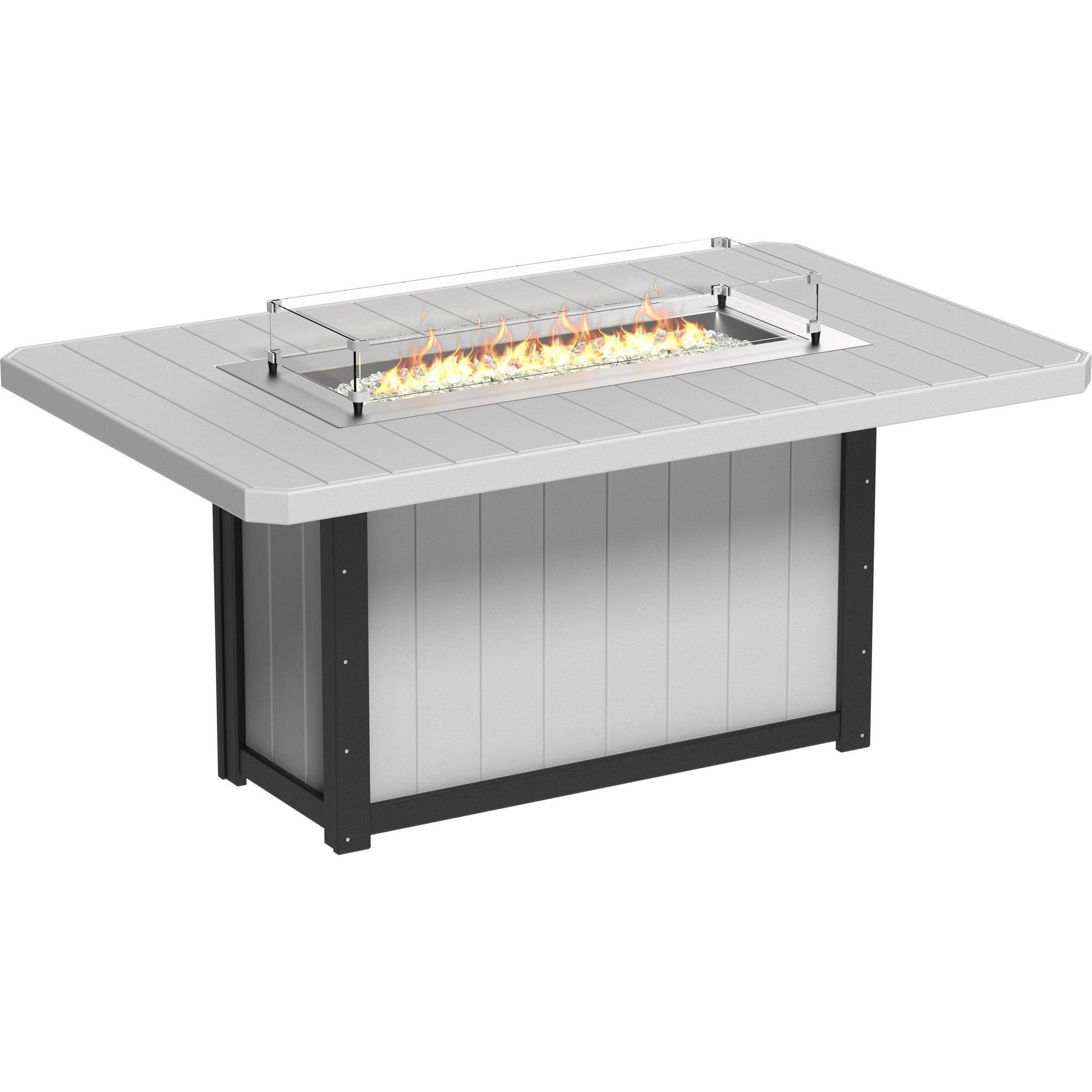 Lumin Fire Table 79-CH Rectangular in  Dove Gray & Black