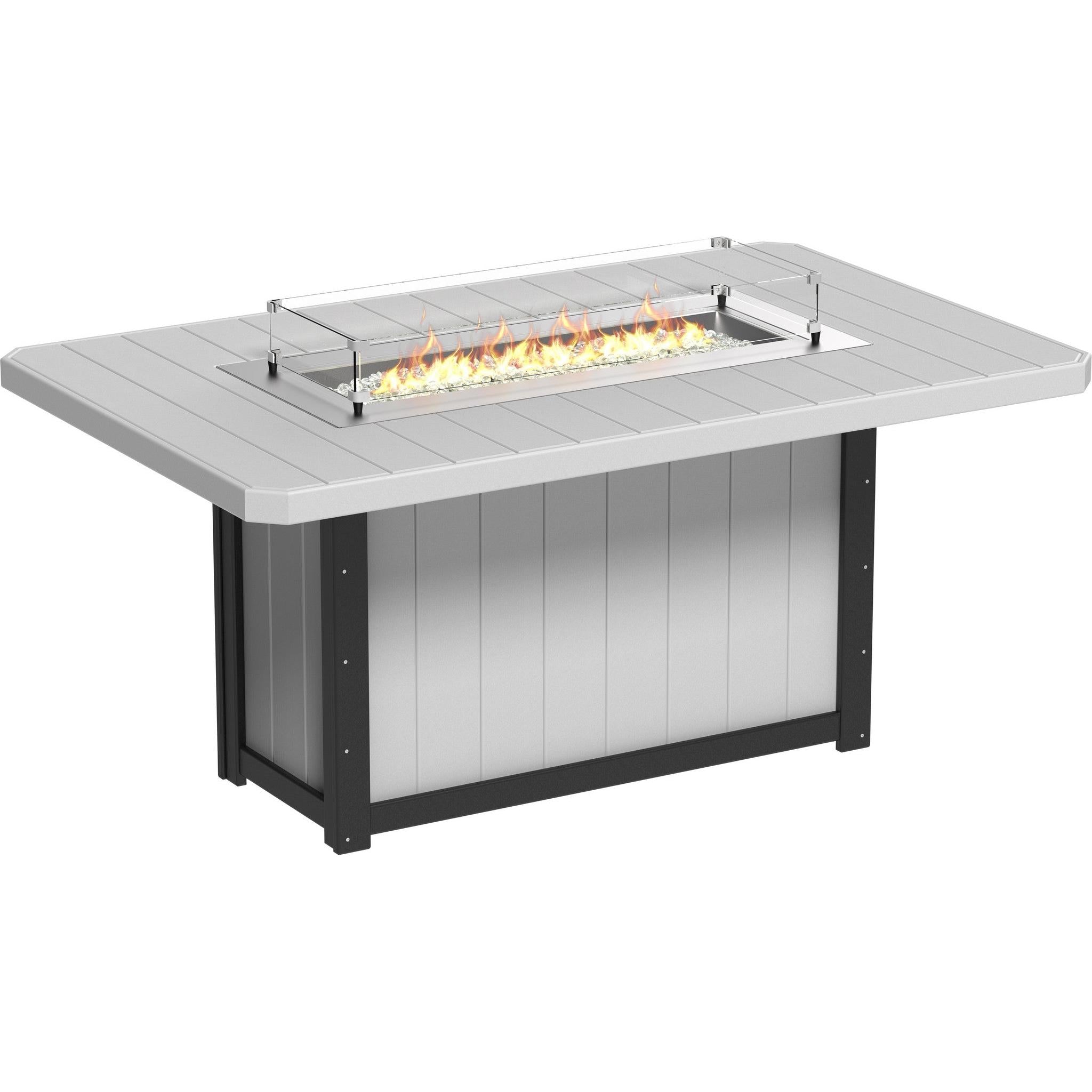 Lumin Fire Table 79-CH Rectangular in  Dove Gray & Black