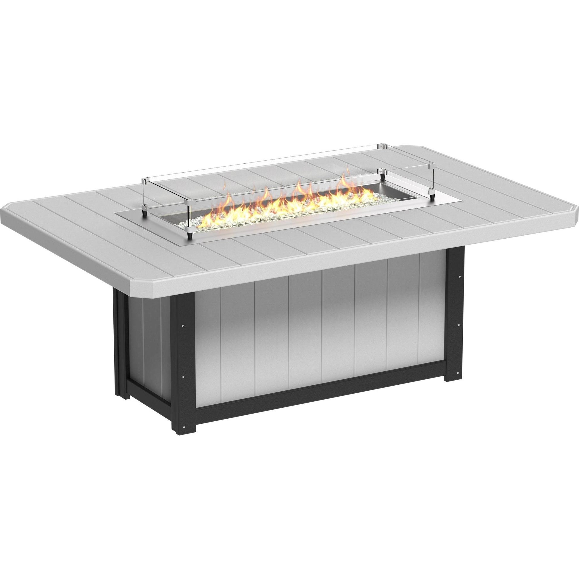 Lumin Fire Table 79-DH Rectangular in Dove Gray & Black
