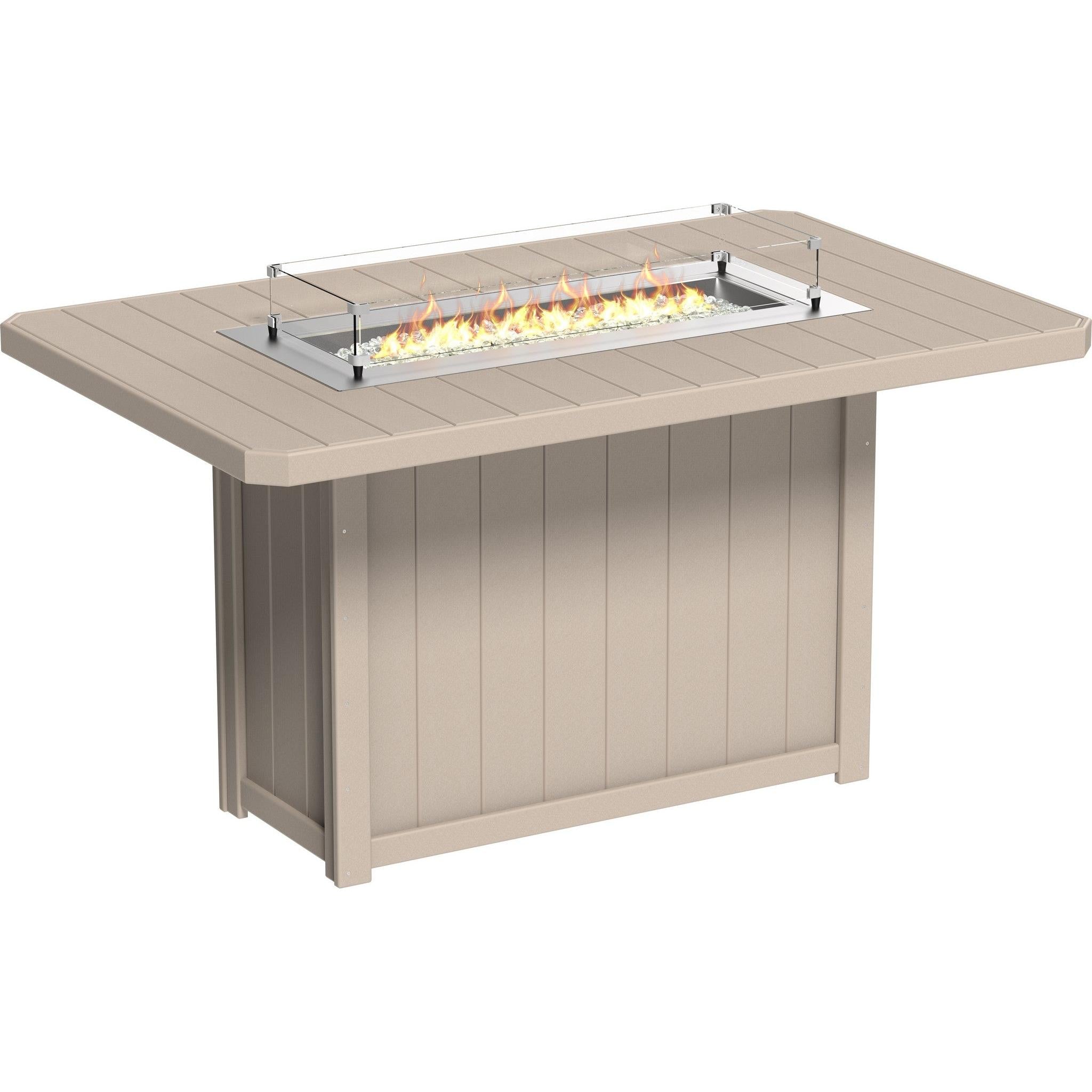 Lumin Fire Table 79-BH Rectangular in Weatherwood