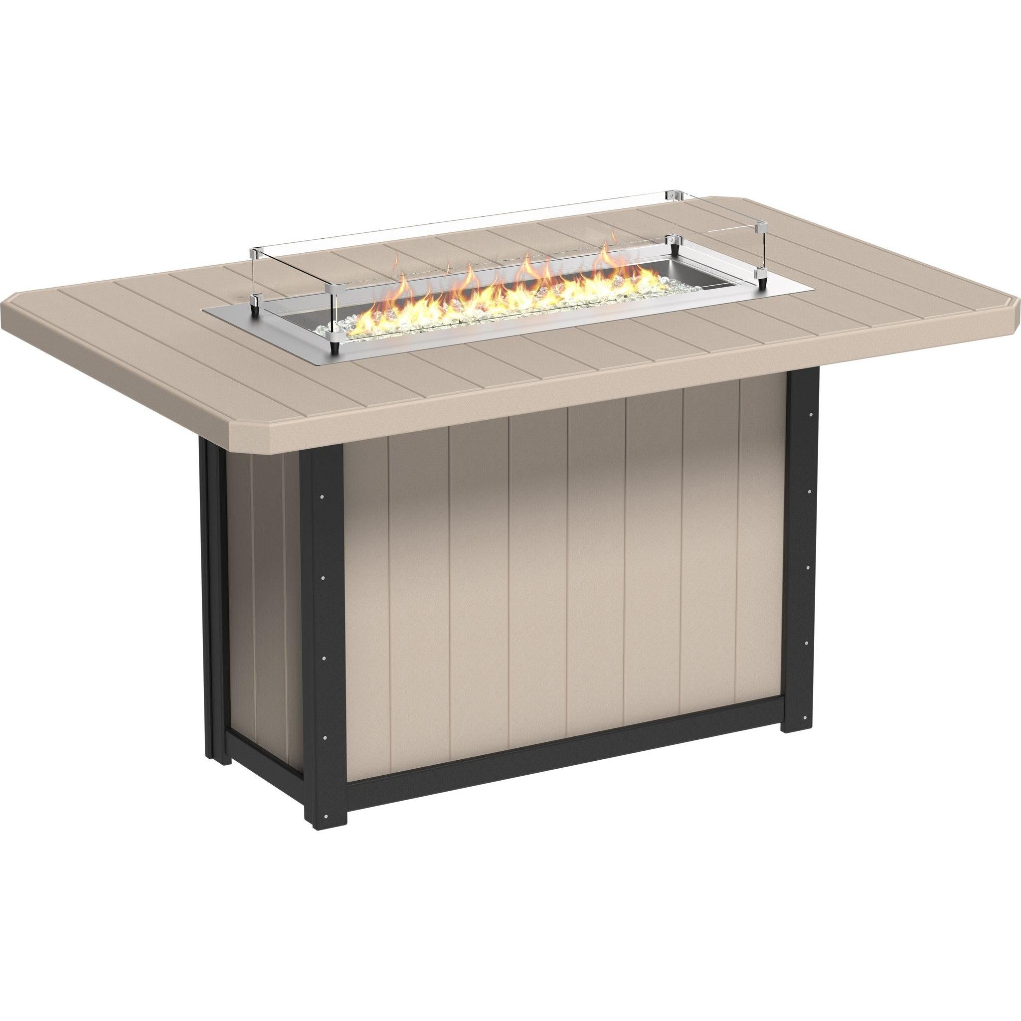 Lumin Fire Table 79-BH Rectangular in Weatherwood & Black