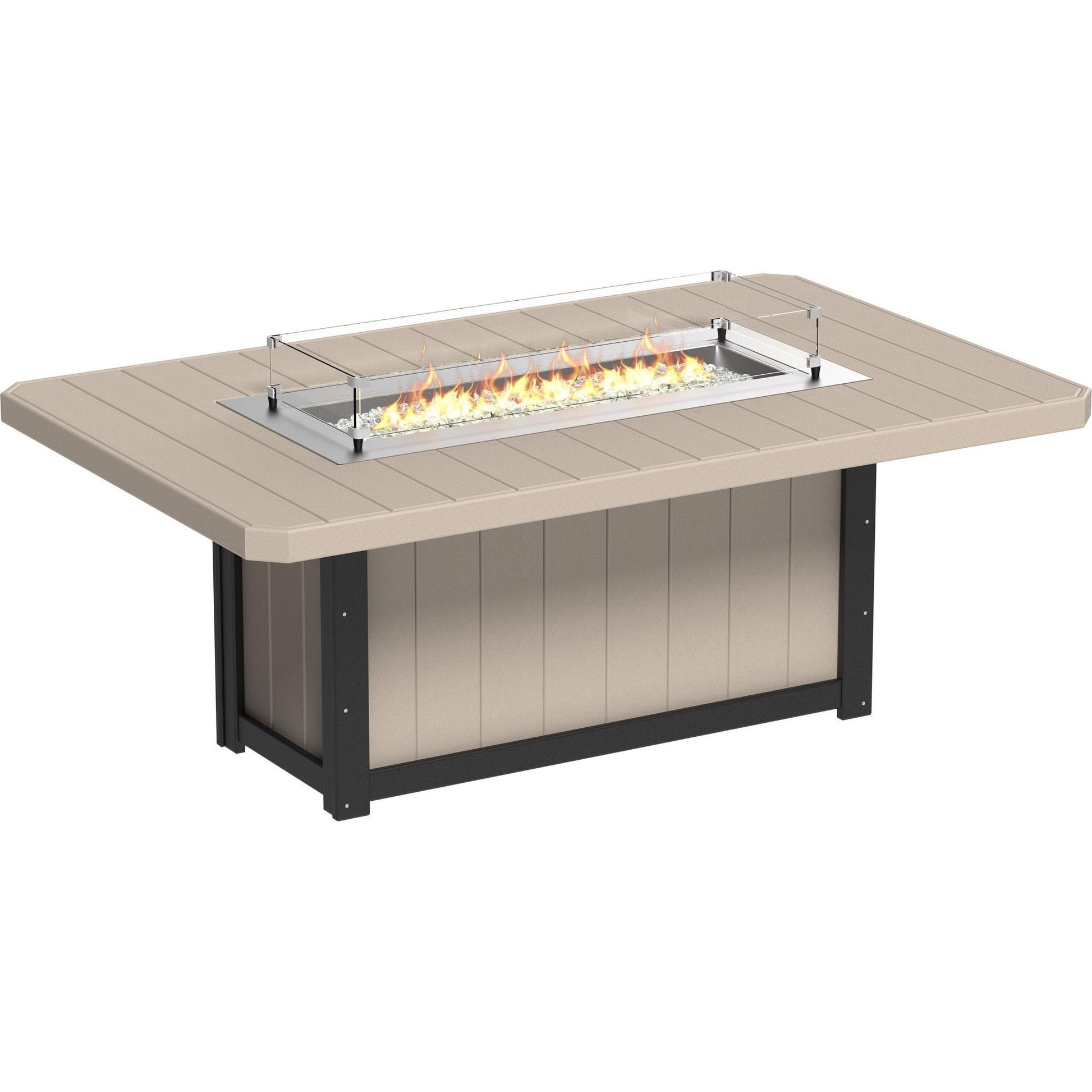 Lumin Fire Table 79-DH Rectangular in Weatherwood & Black