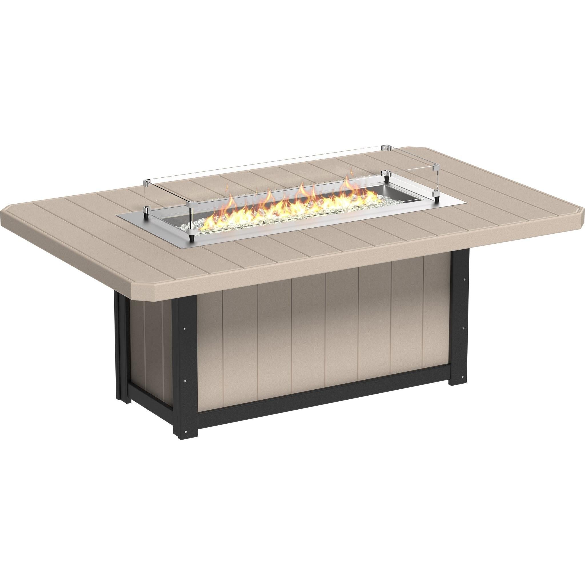 Lumin Fire Table 79-DH Rectangular in Weatherwood & Black