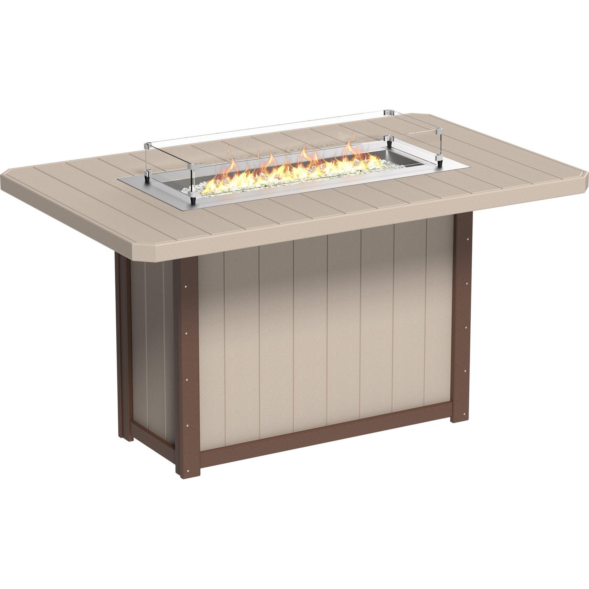 Lumin Fire Table 79-BH Rectangular in Weatherwood & Chestnut Brown