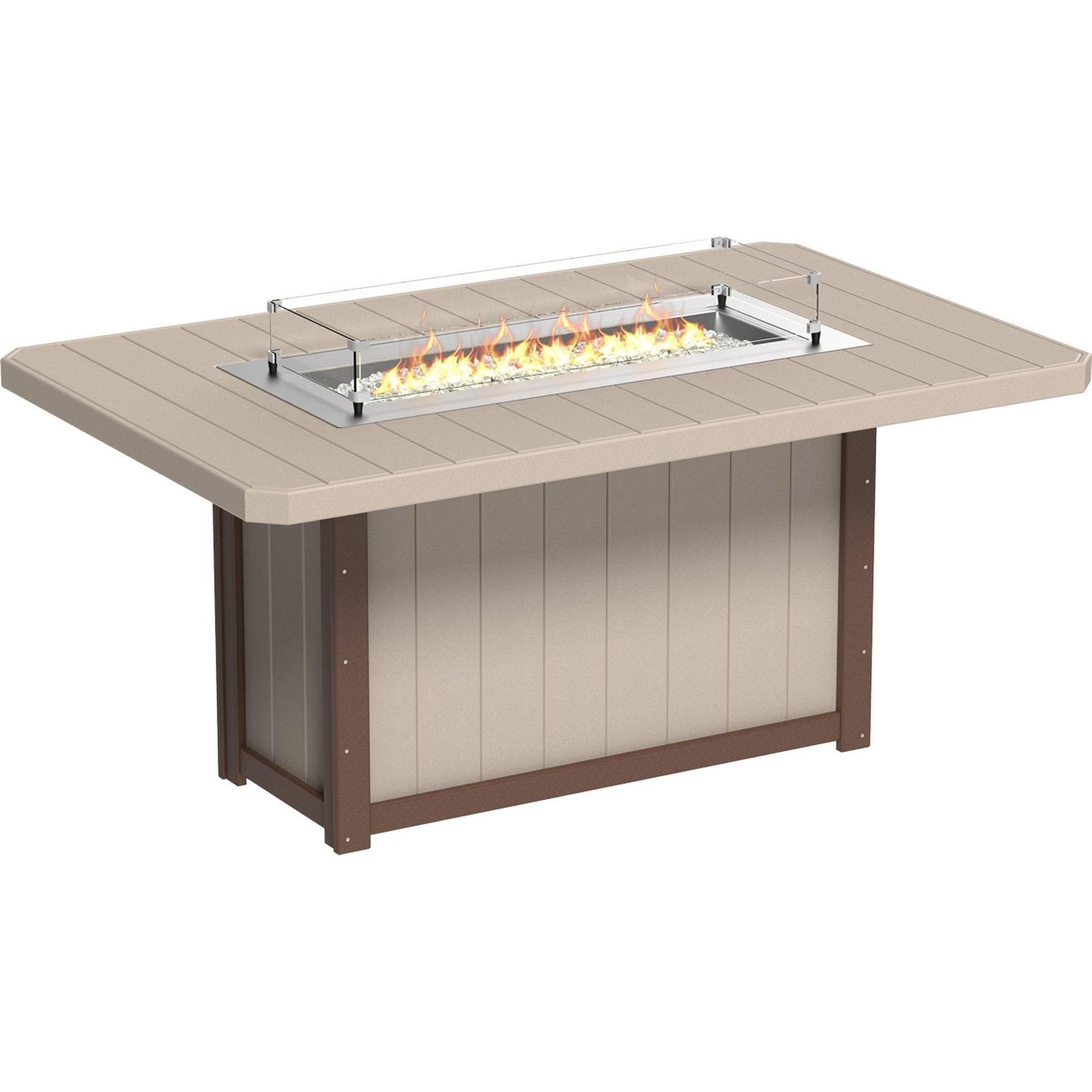 Lumin Fire Table 79-CH Rectangular in Weatherwood & Chestnut Brown