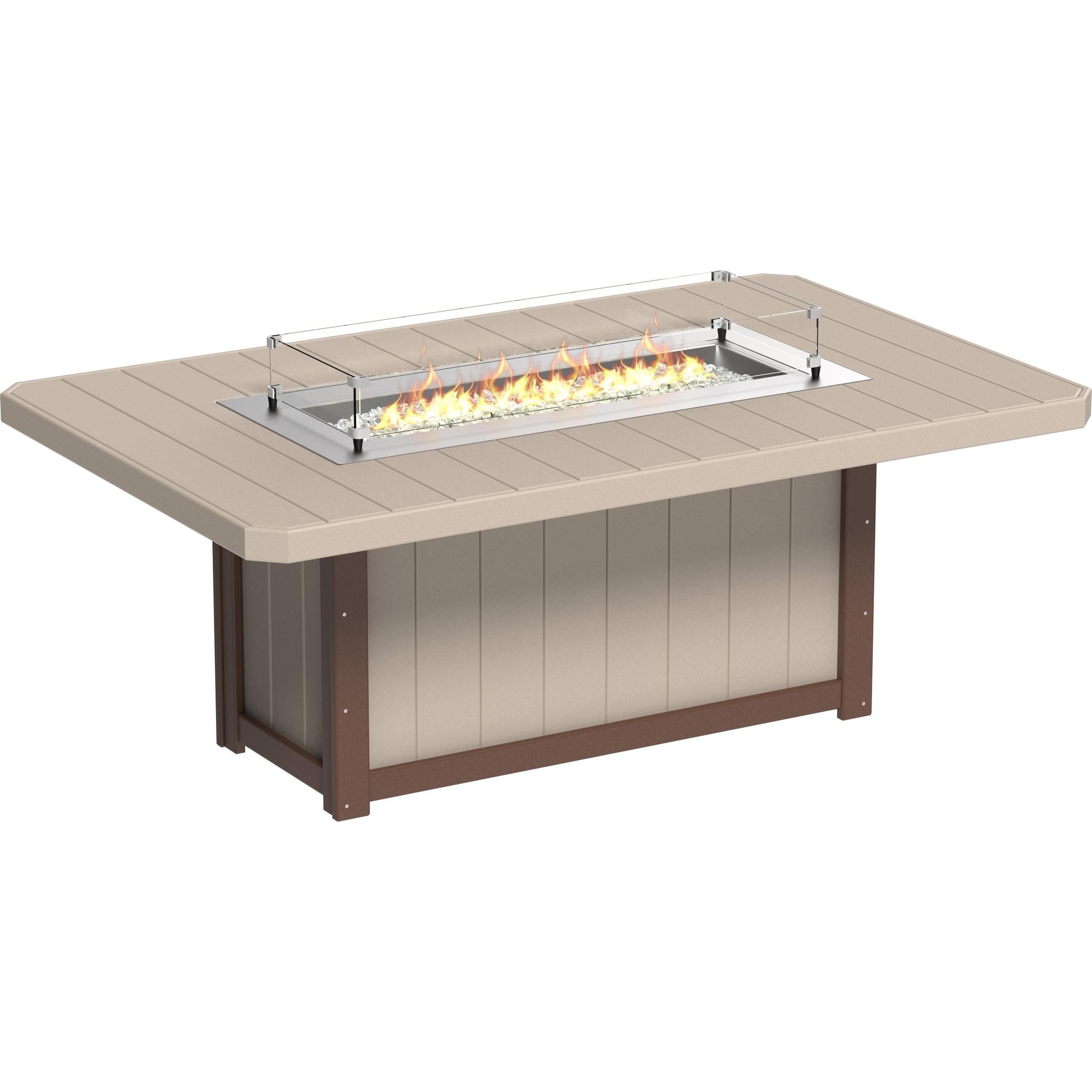 Lumin Fire Table 79-DH Rectangular in Weatherwood & Chestnut Brown