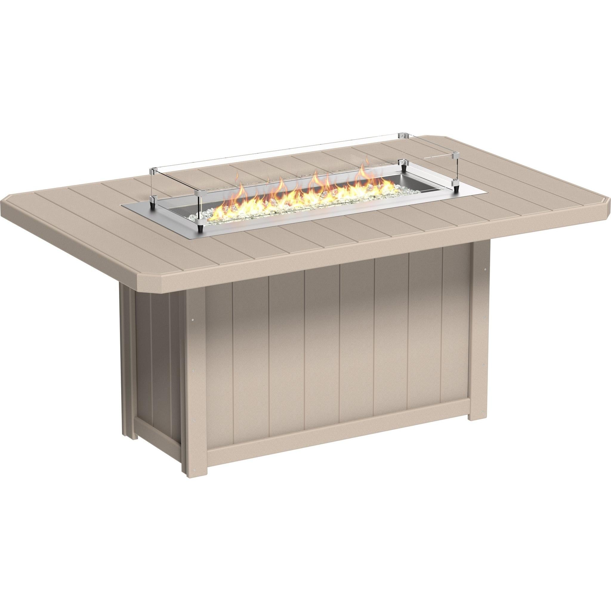 Lumin Fire Table 79-CH Rectangular in Weatherwood