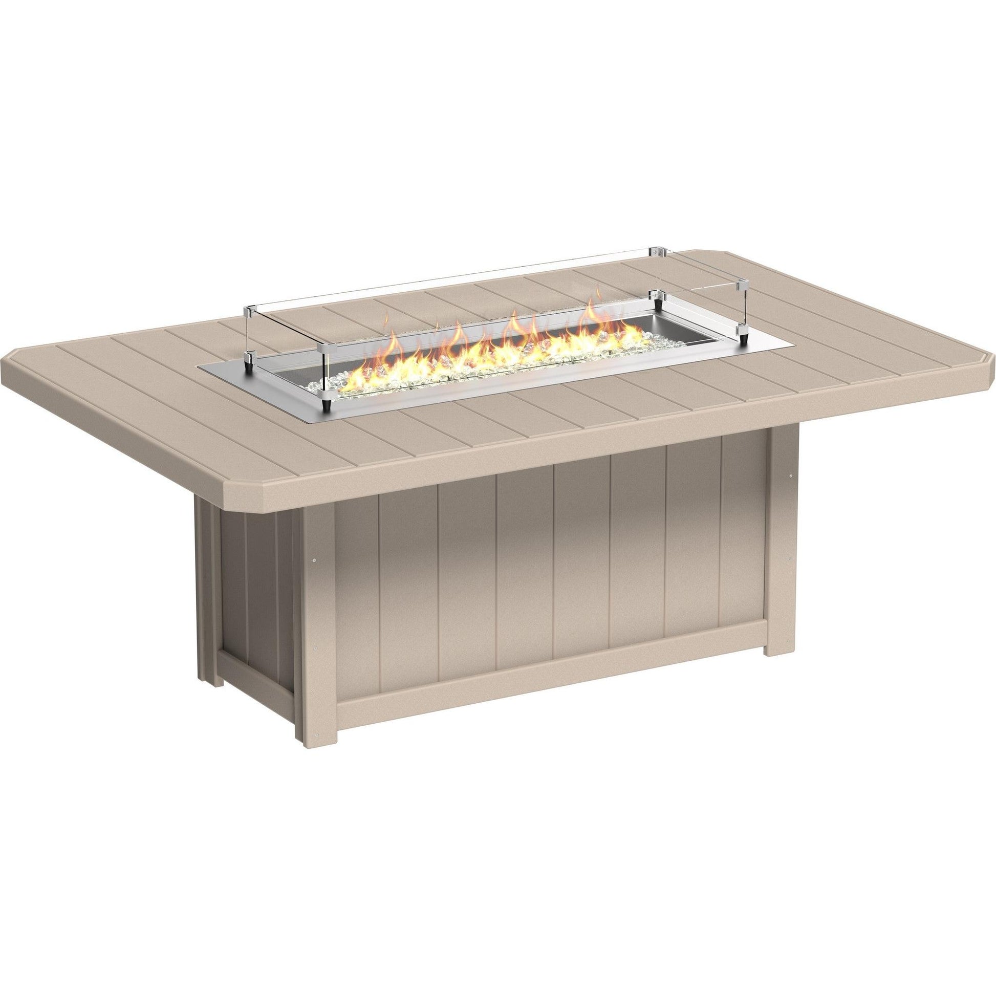 Lumin Fire Table 79-DH Rectangular in Weatherwood